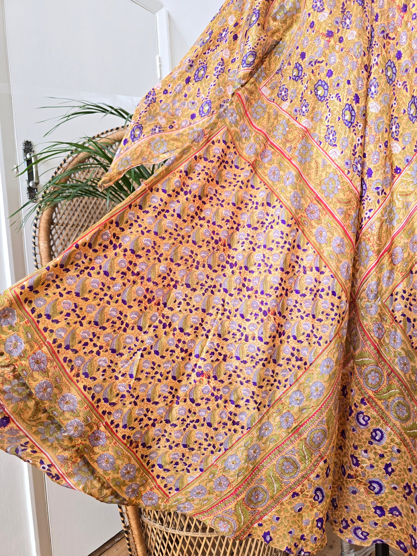 Vintage silk Indian Mascot kaftan dress