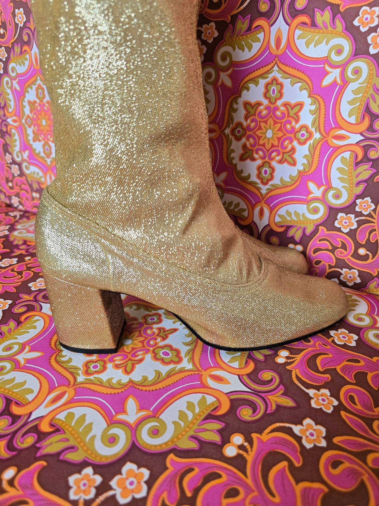 Vintage gold 60s boots size uk6  Eur 39 us 8