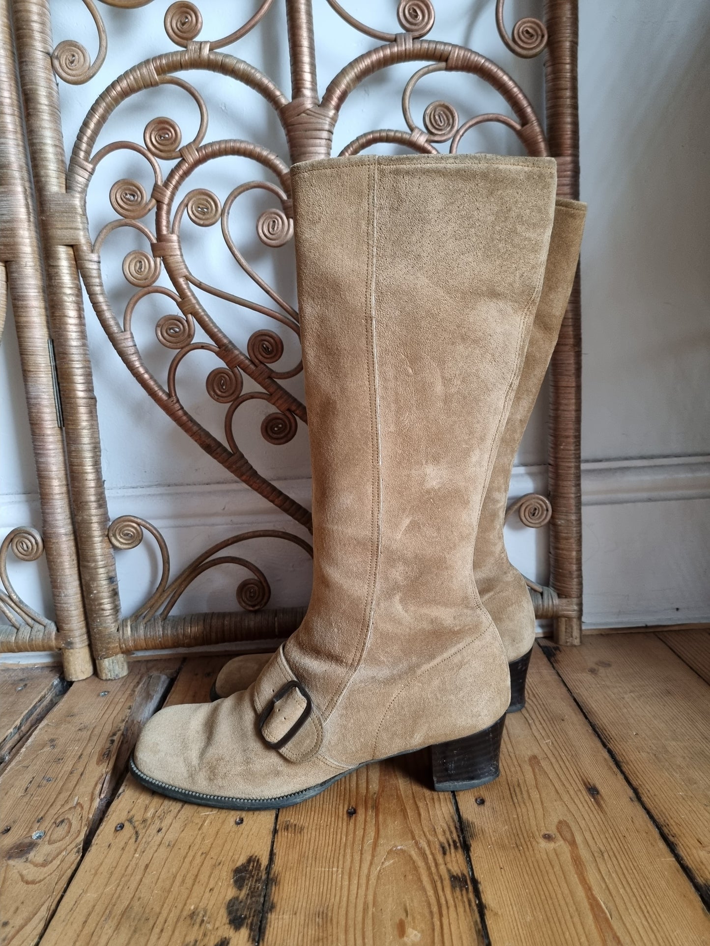Vintage 60s camel suede boots uk size 6 Eur 38 us 8