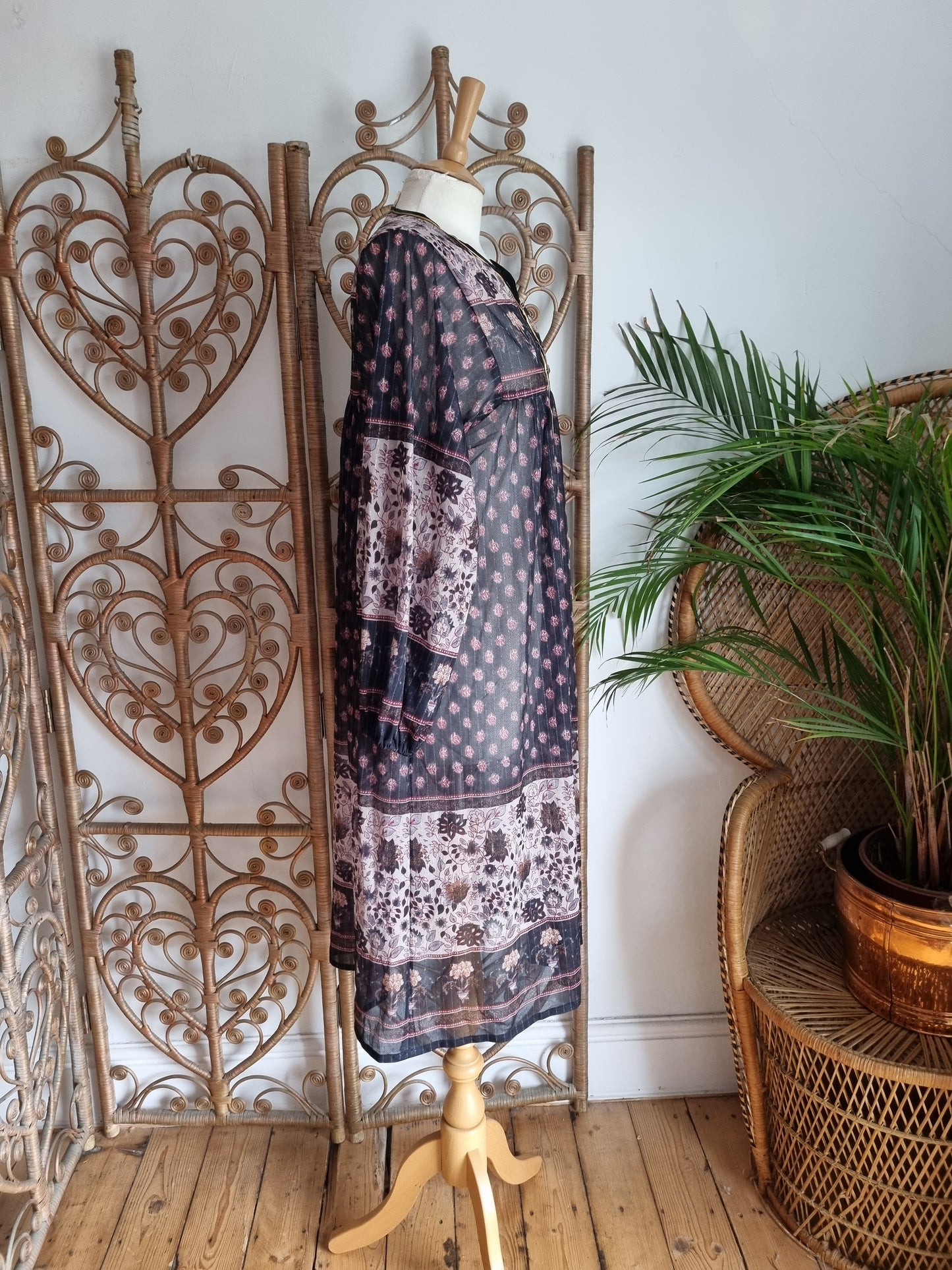Vintage indian print lurex dress