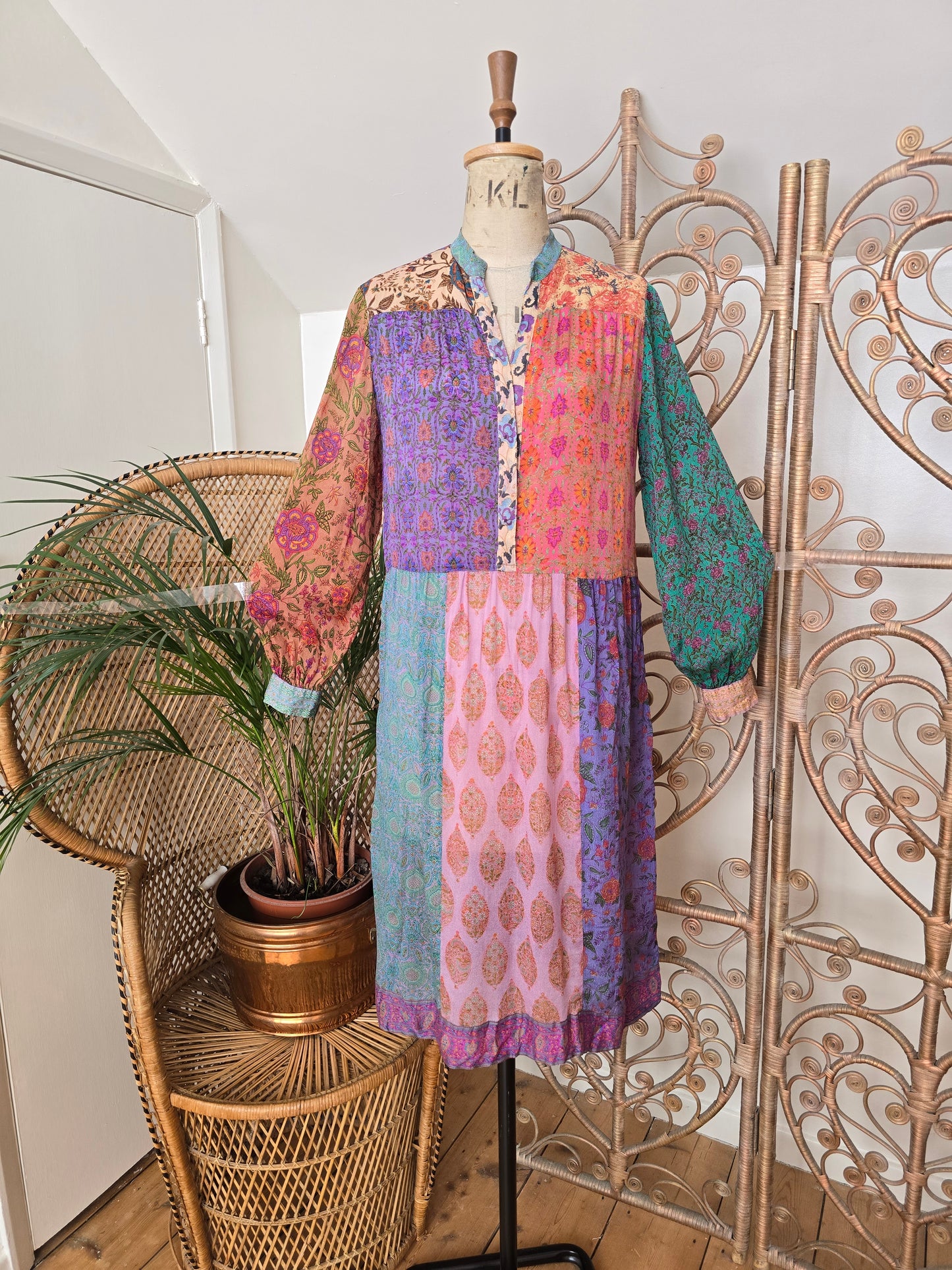 Vintage silk Judith Ann indian 70s dress