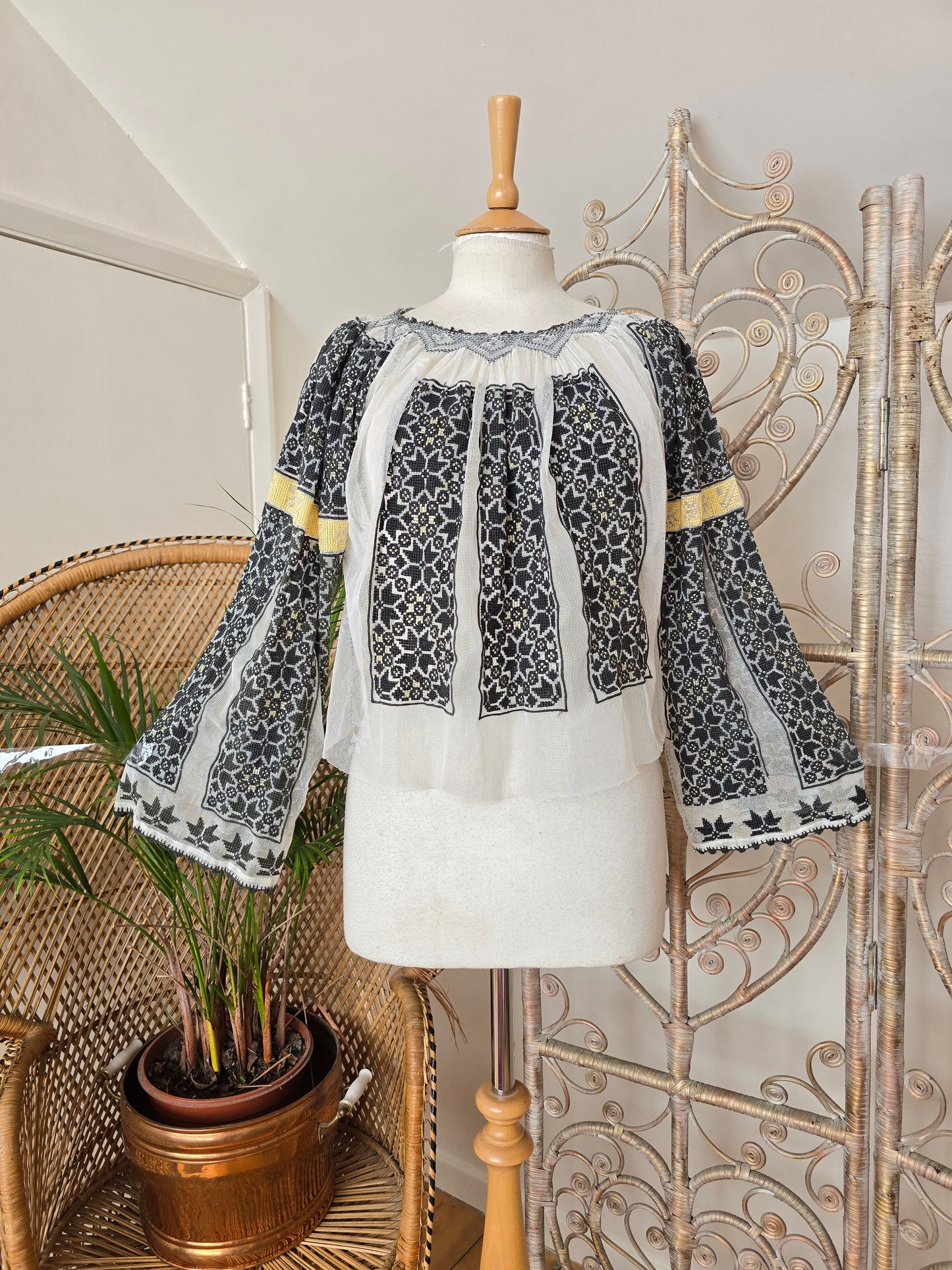 Vintage embroidered Romanian blouse