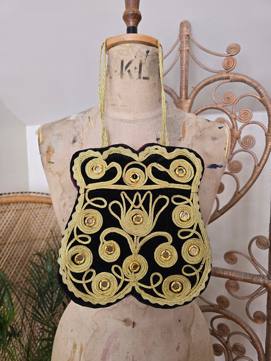 Vintage black gold velvet bag