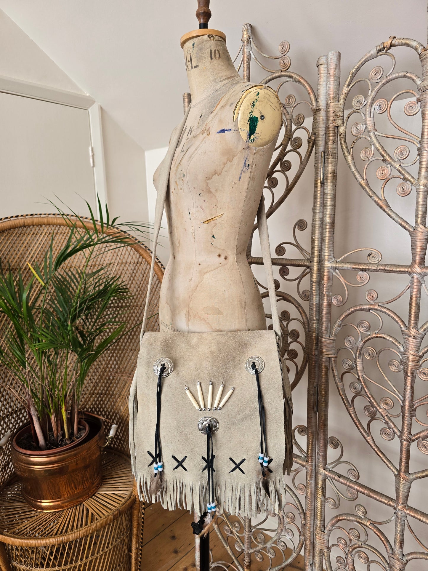 Vintage leather tassel bag