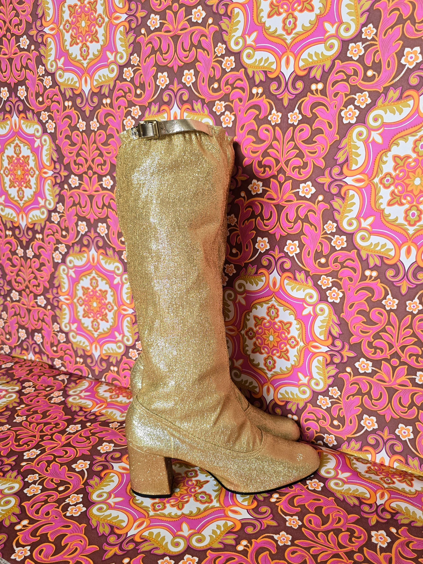 Vintage gold 60s boots size uk6  Eur 39 us 8