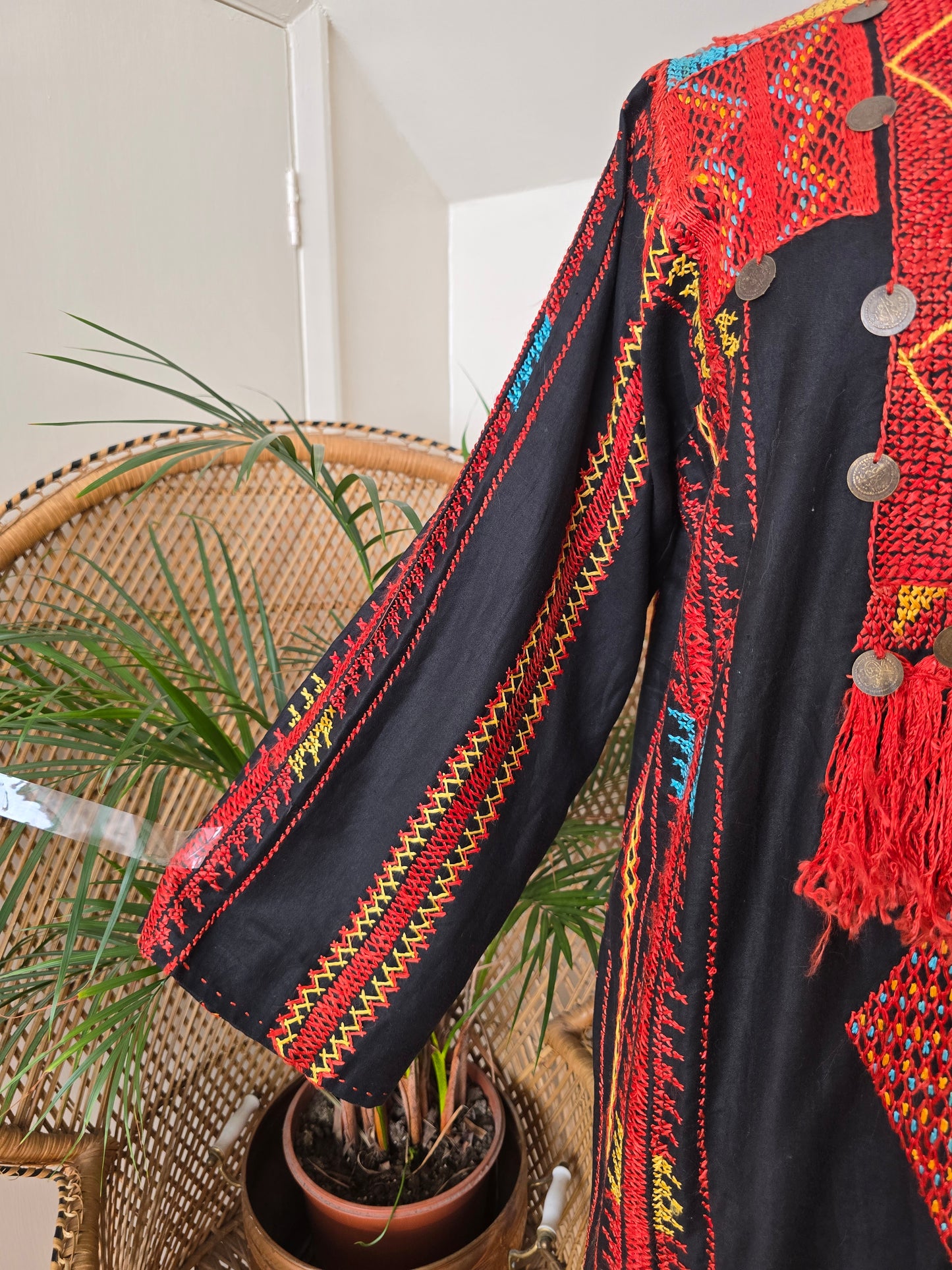 Vintage Bedouin embroidered kaftan dress