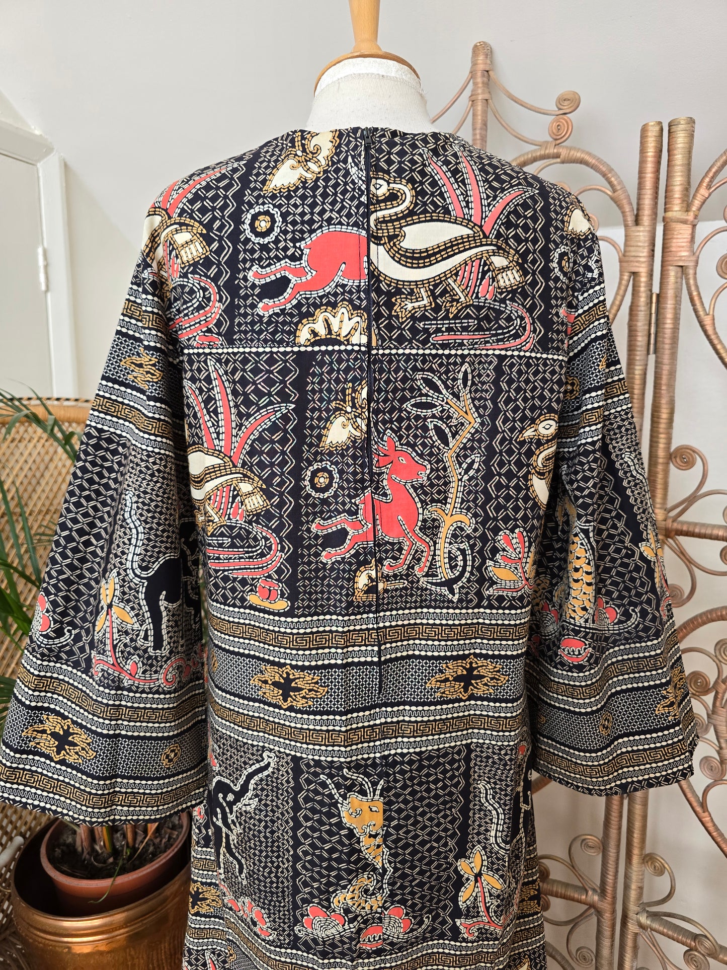 Vintage animal print 70s kaftan dress