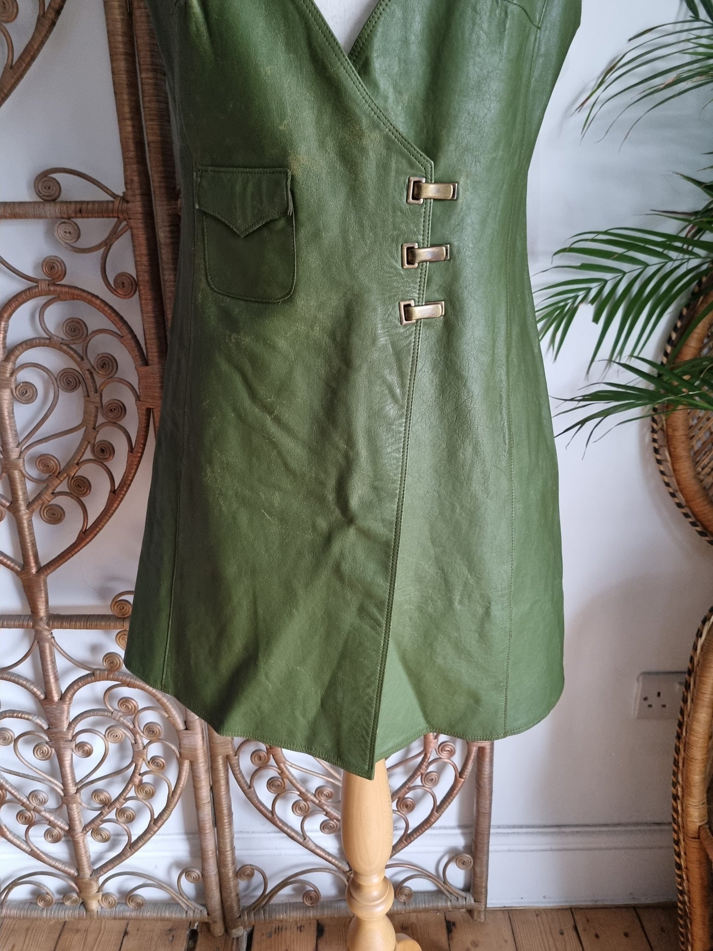 Vintage green leather dress