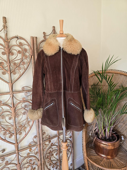 Vintage suede Sheepskin collar cuffs coat ❤️part paid ❤️