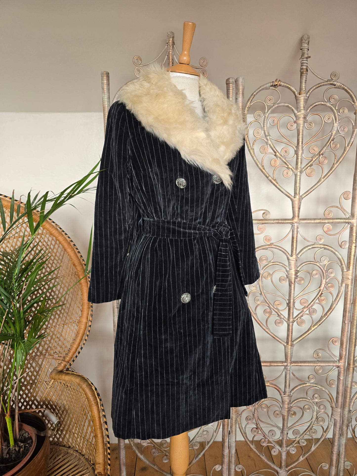 Vintage pinstripe velvet coat