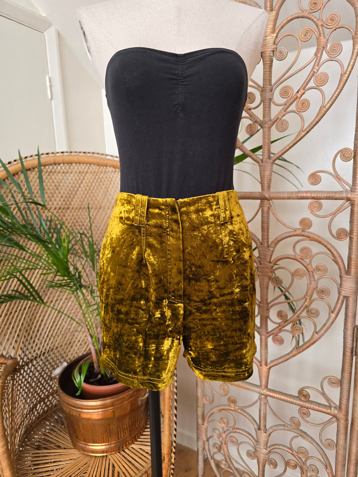 Vintage crushed velvet shorts