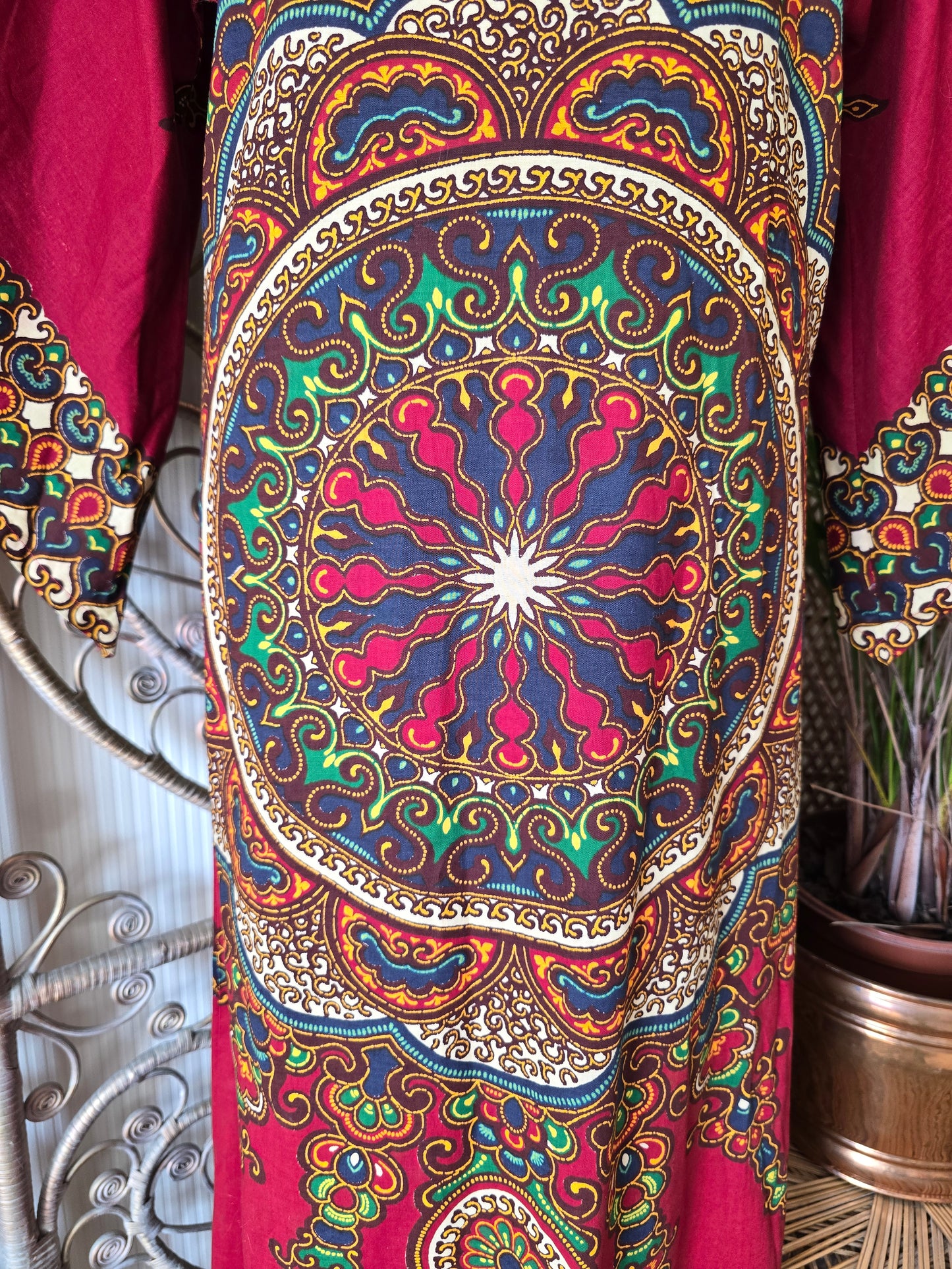 Vintage Dashiki hooded maxi dress
