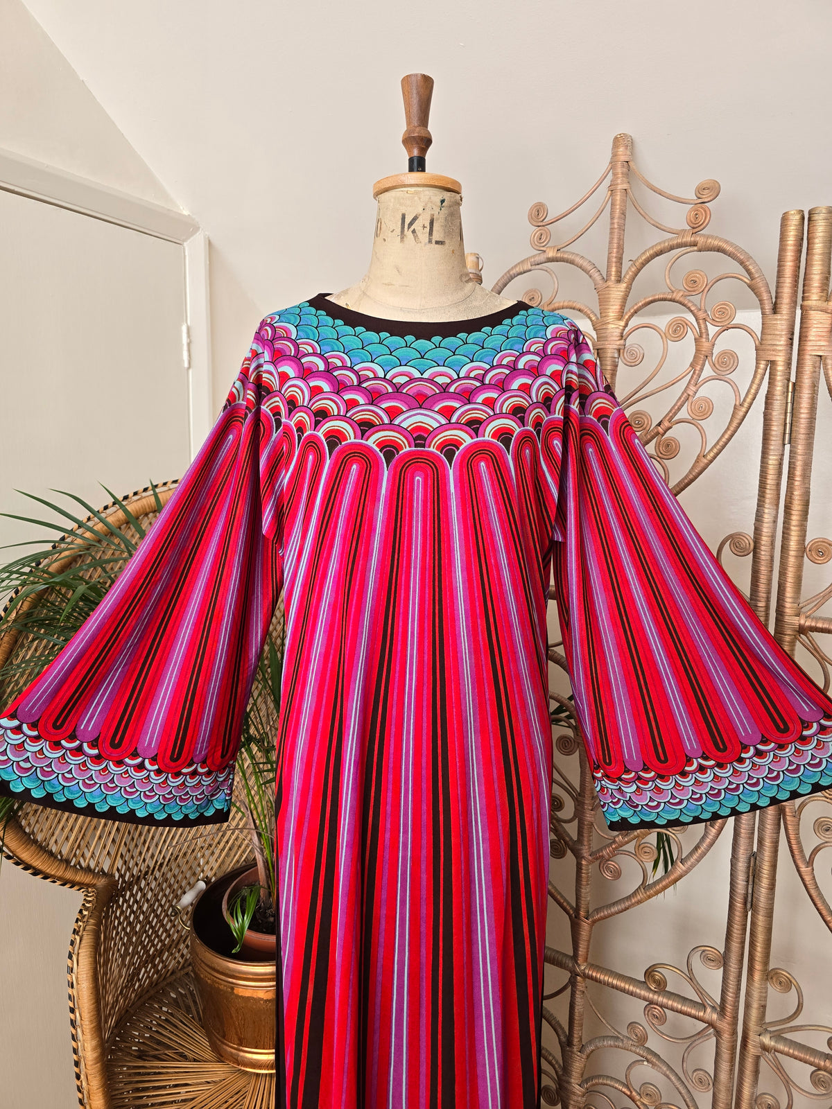 Vintage stripe kaftan dress