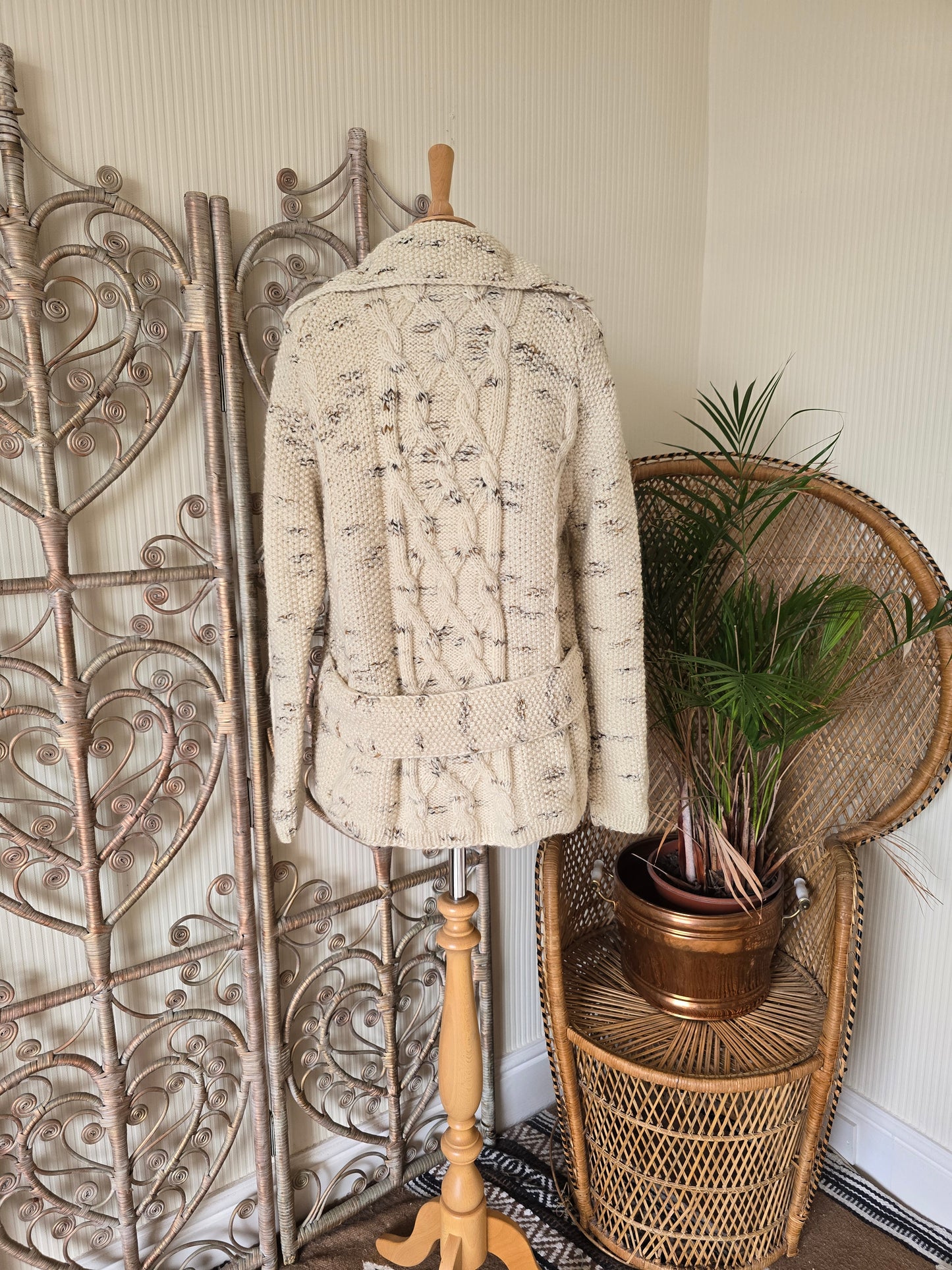Vintage cable wool knitted cardigan