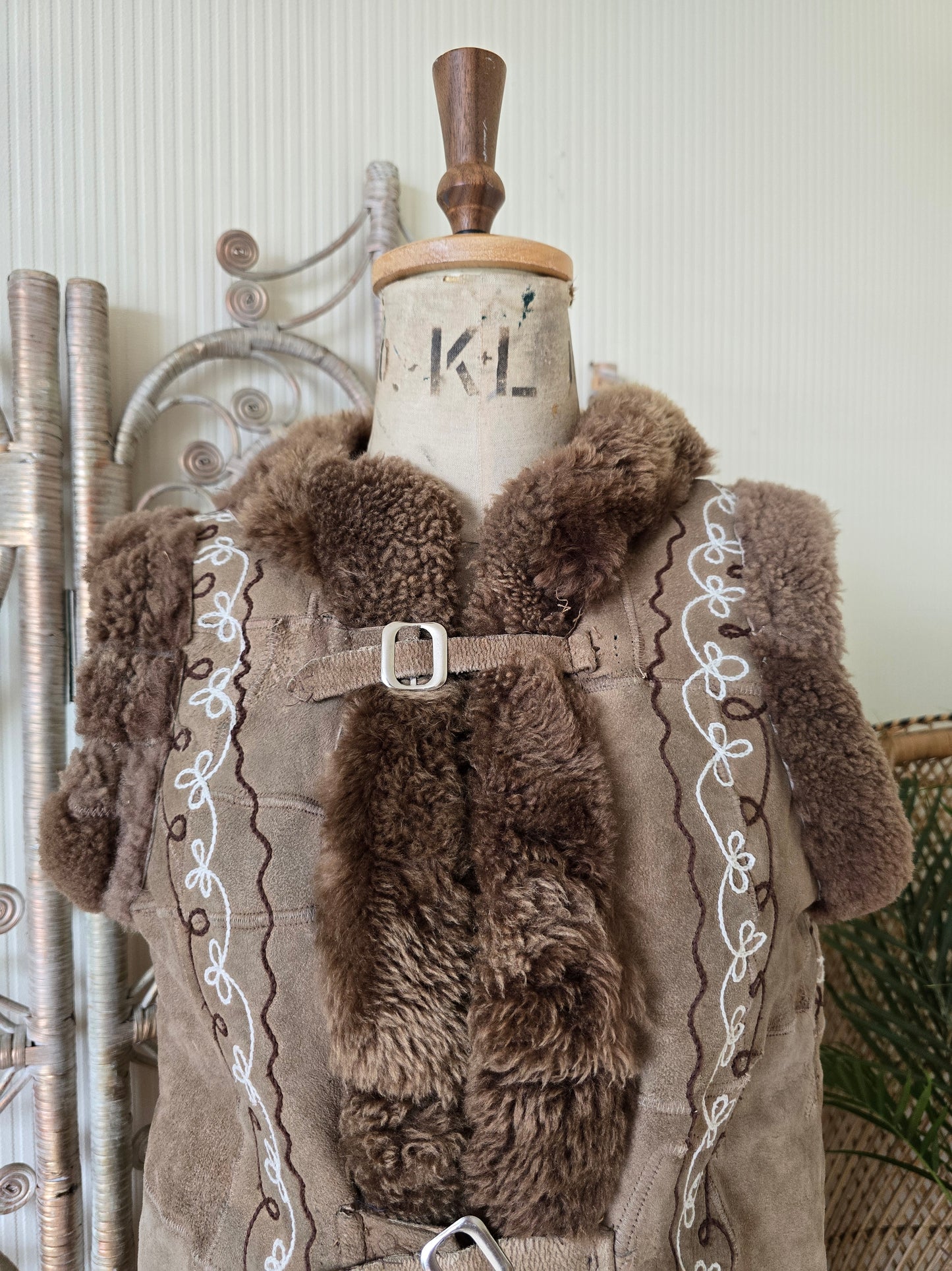 Vintage sheepskin waistcoat