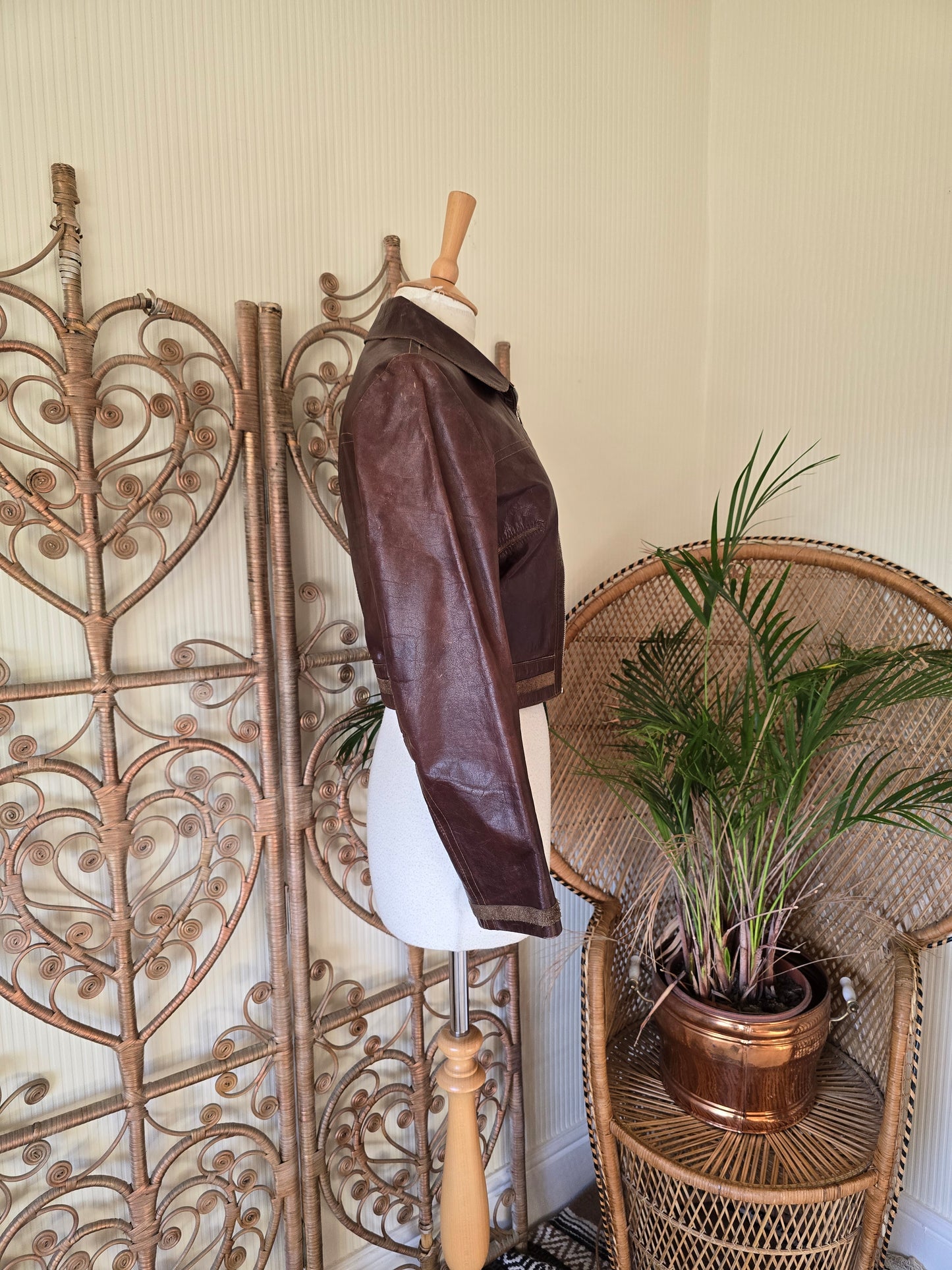 Vintage leather crop jacket