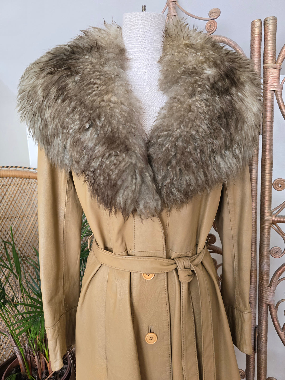 Vintage leather 70s coat