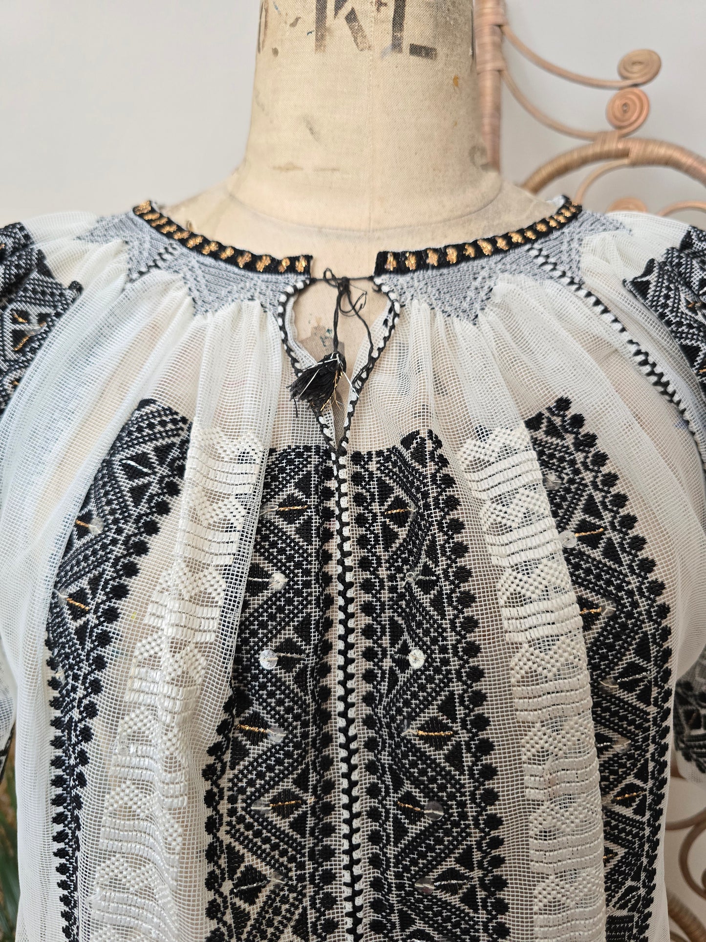 Vintage embroidered Romanian blouse