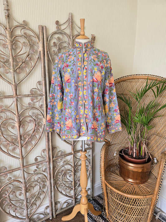 Vintage raw silk embroidered jacket