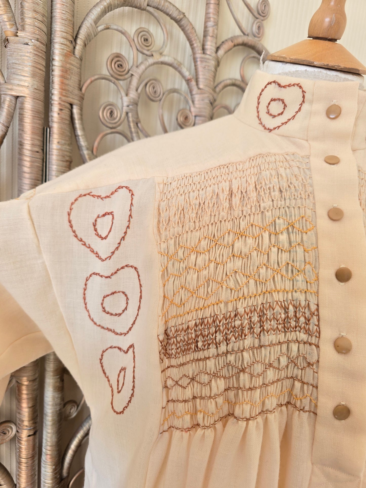 Vintage shirring smock dress L XL