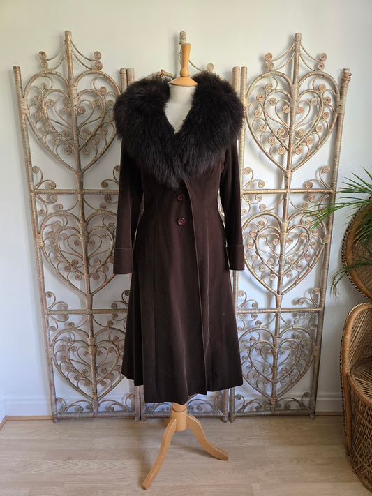 Vintage velvet sheepskin collar coat