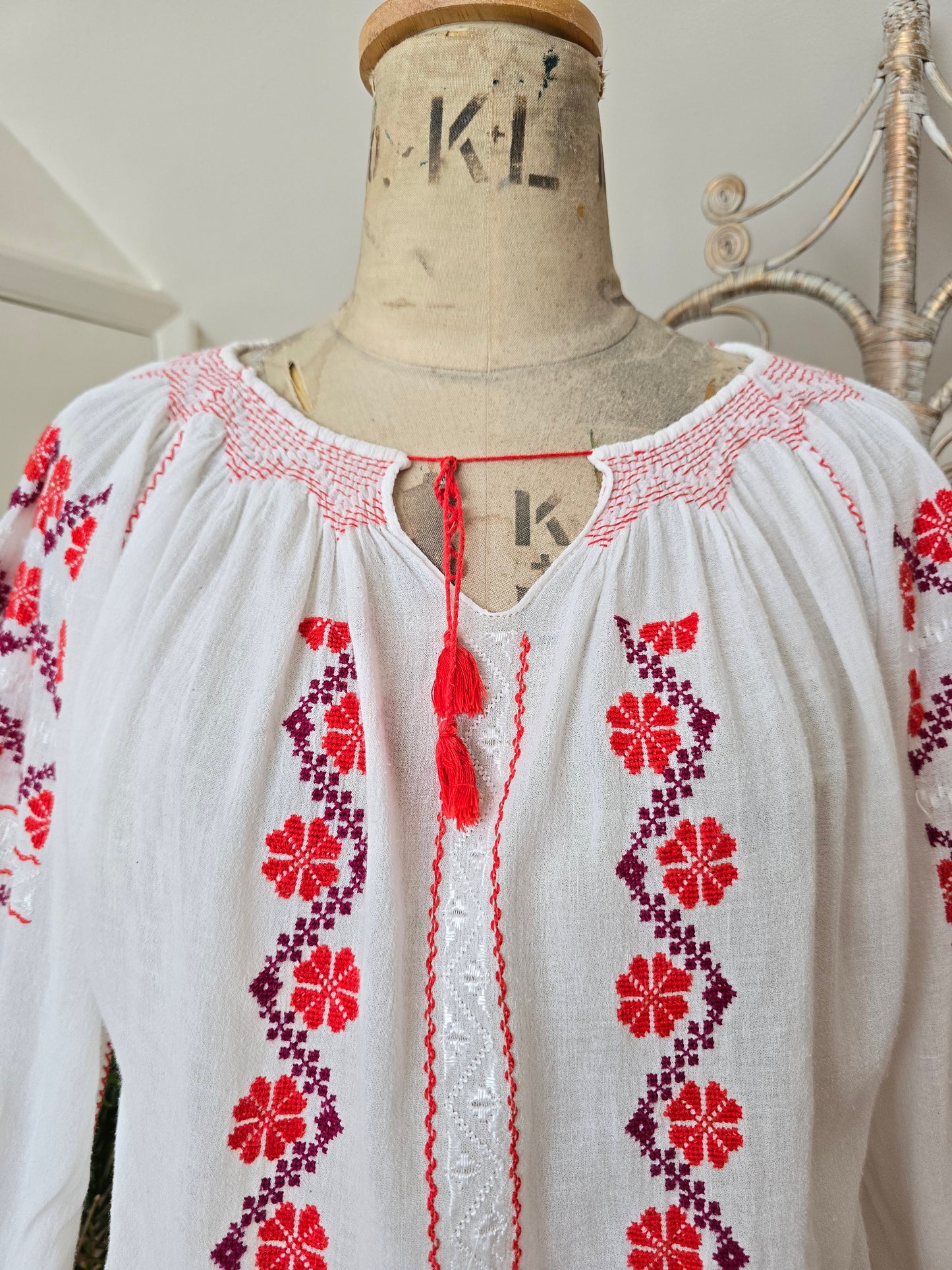 Vintage embroidered cheesecloth blouse