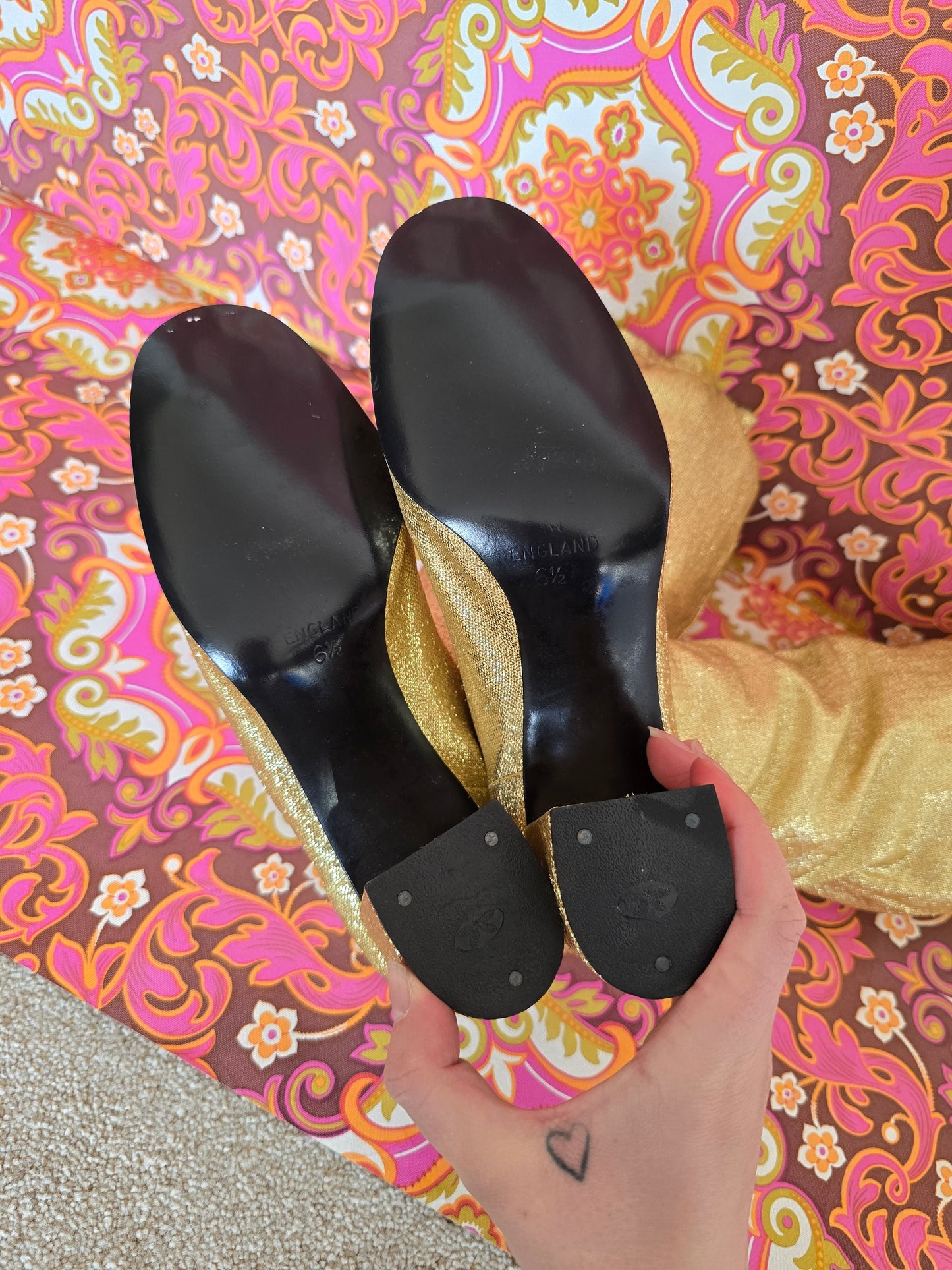 Vintage gold 60s boots size uk6  Eur 39 us 8