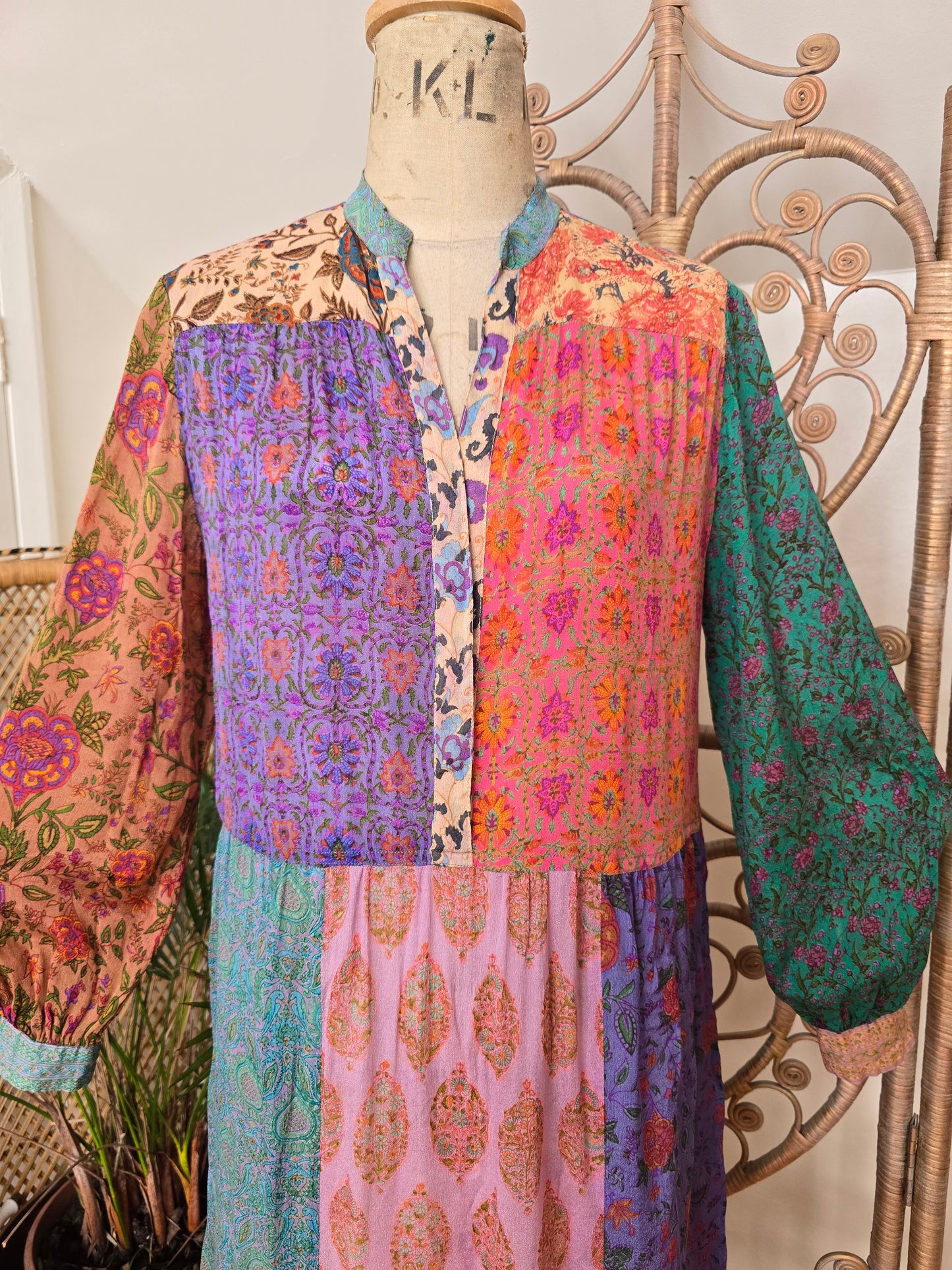 Vintage silk Judith Ann indian 70s dress
