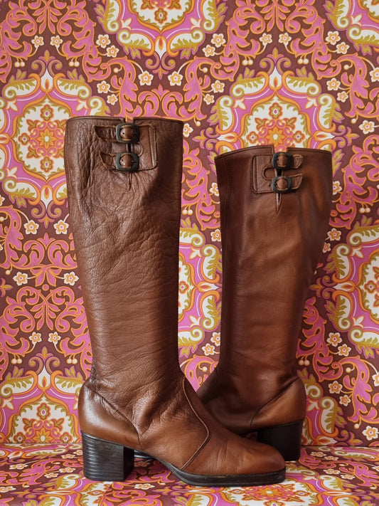 Vintage brown leather boots uk size 5 Eur 38 us 7