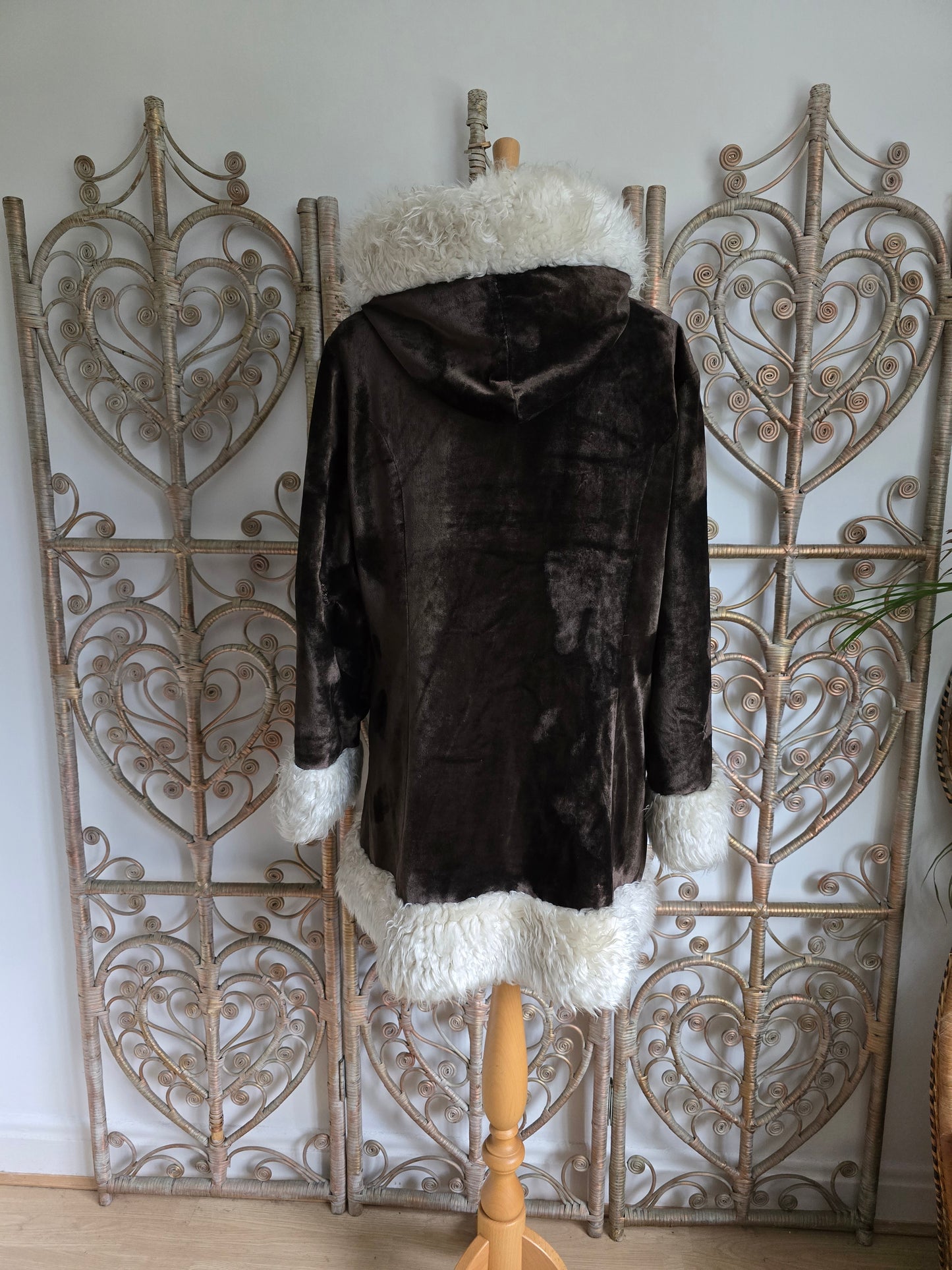 Vintage velvet hooded coat