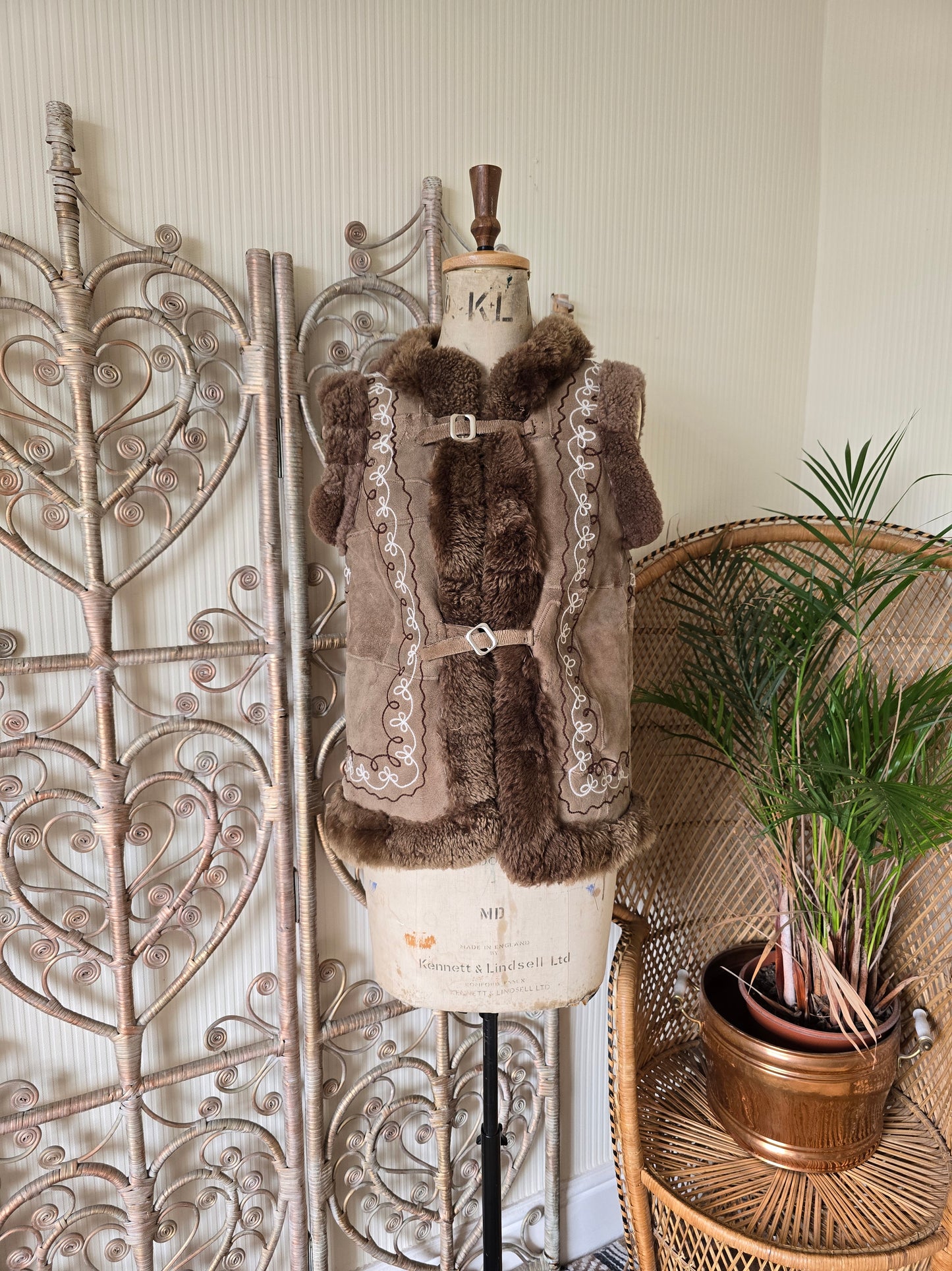 Vintage sheepskin waistcoat