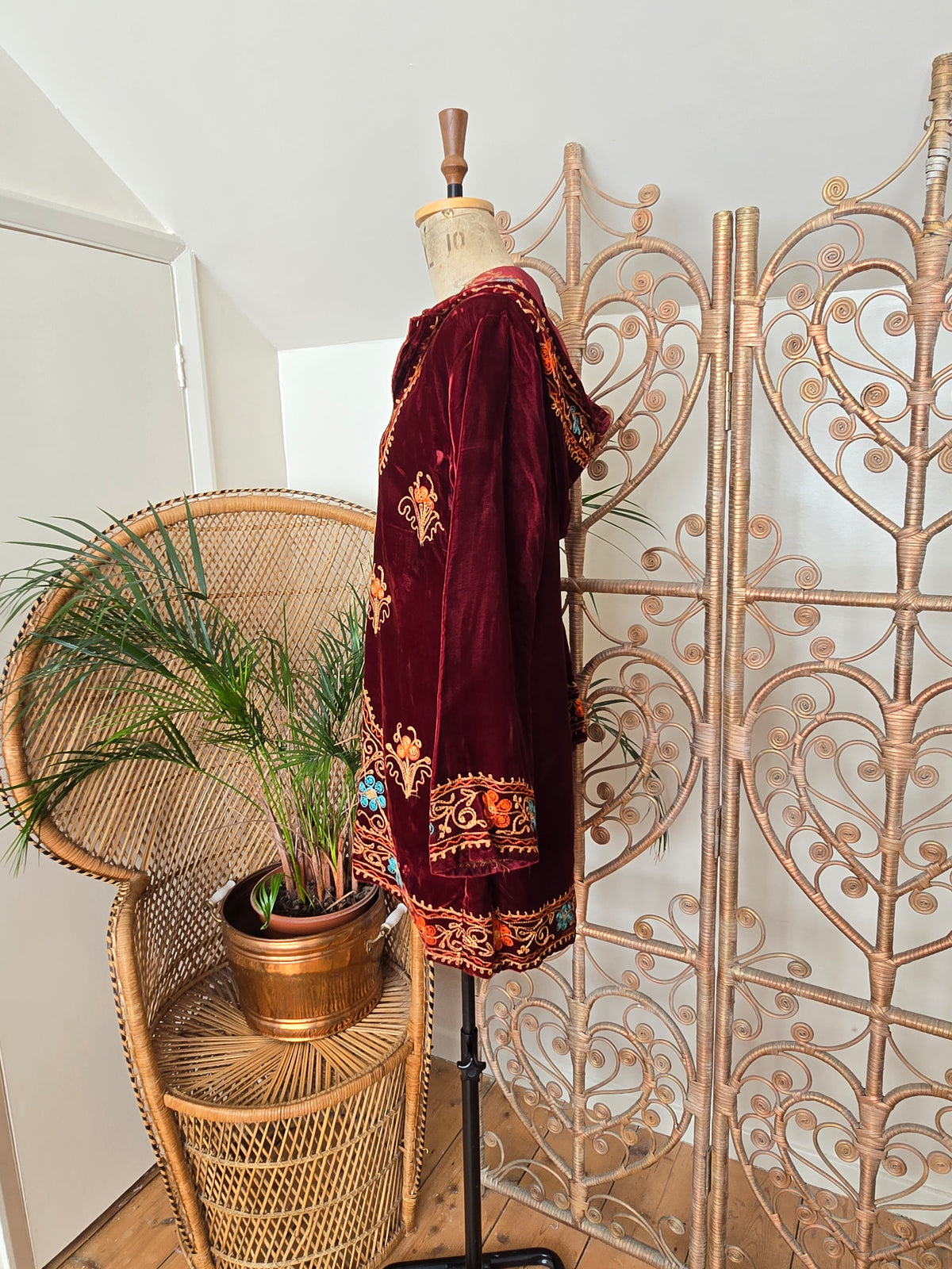 Vintage velvet hooded dress