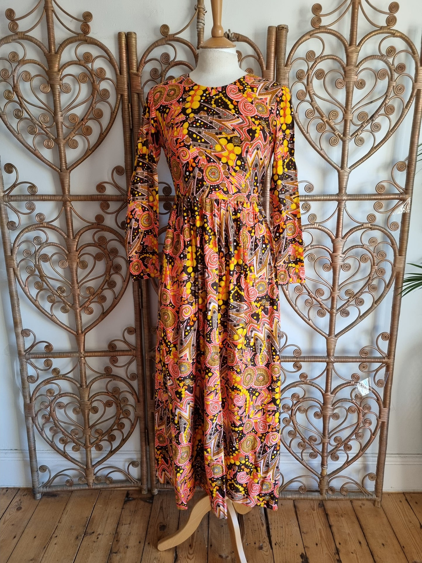 Vintage psychedelic maxi dress S