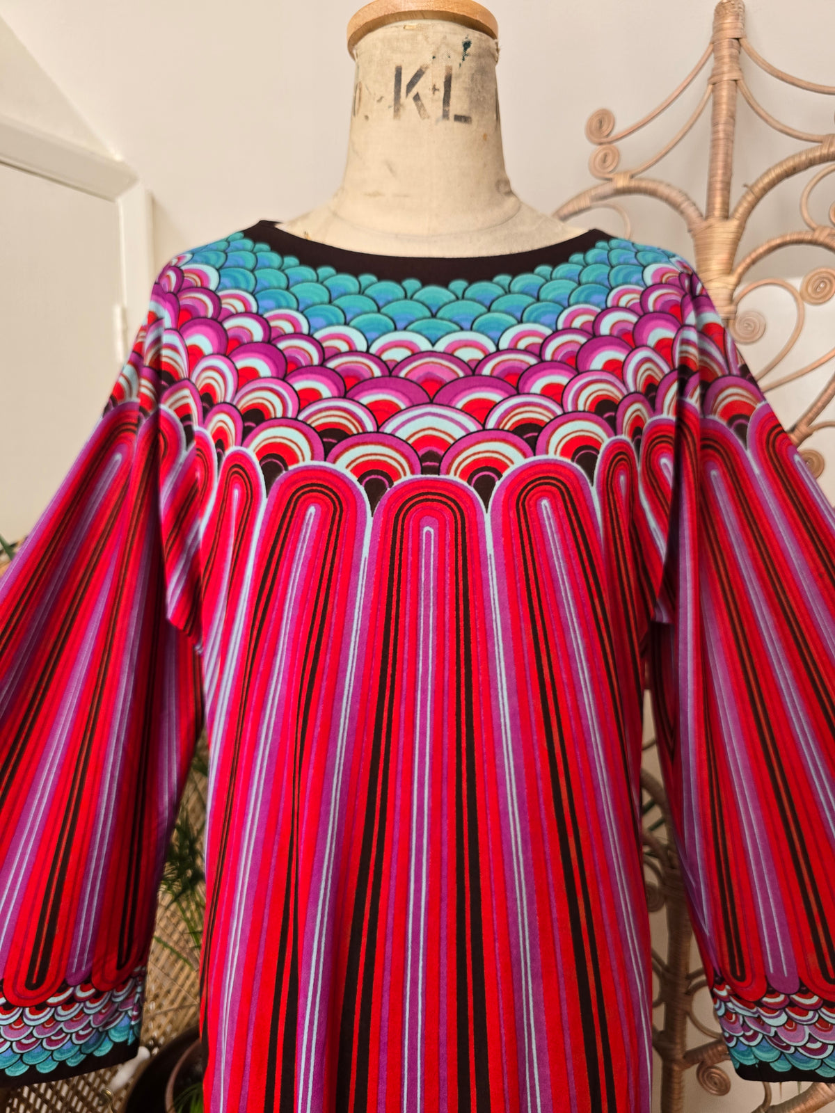 Vintage stripe kaftan dress