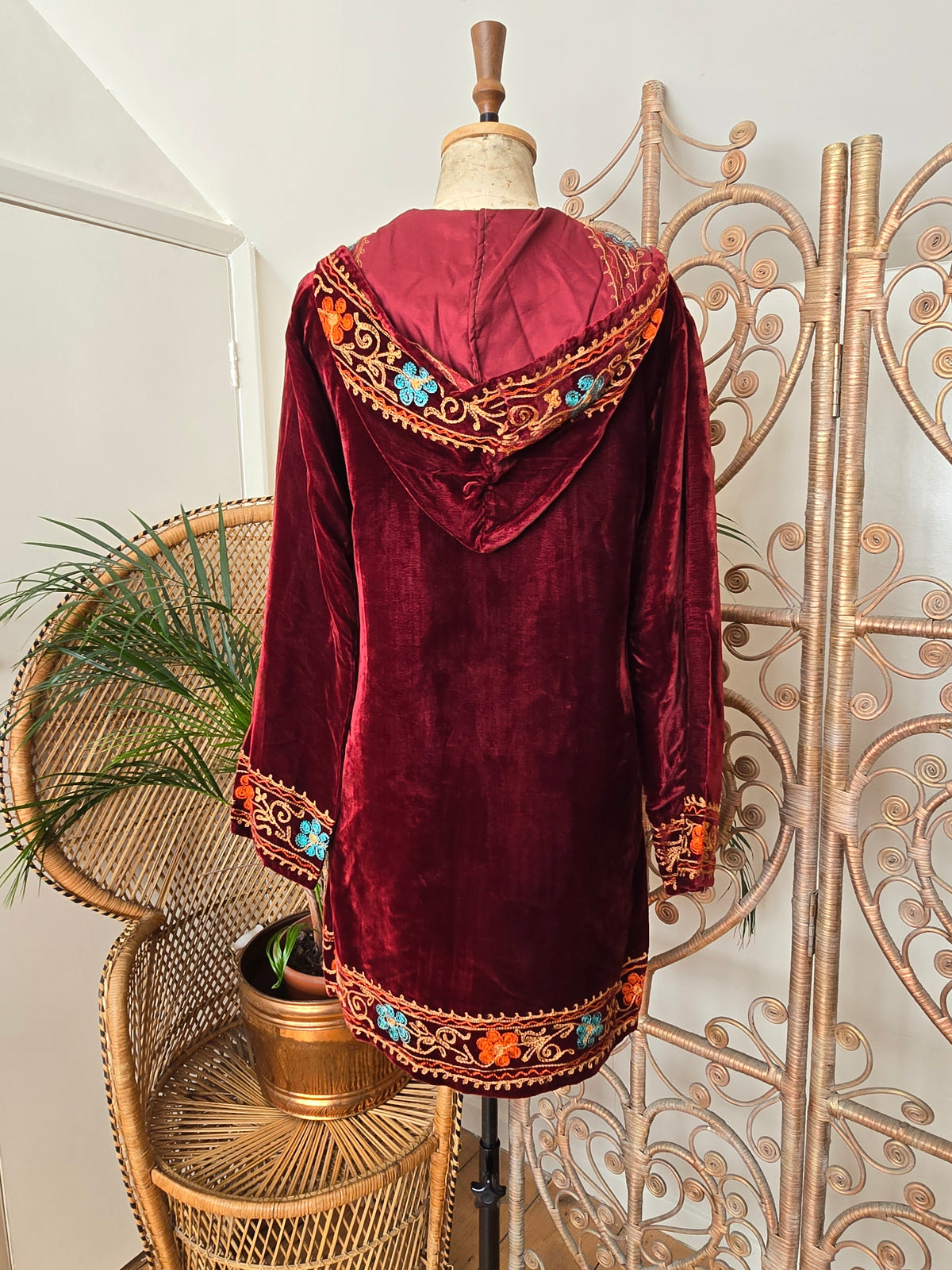 Vintage velvet hooded dress