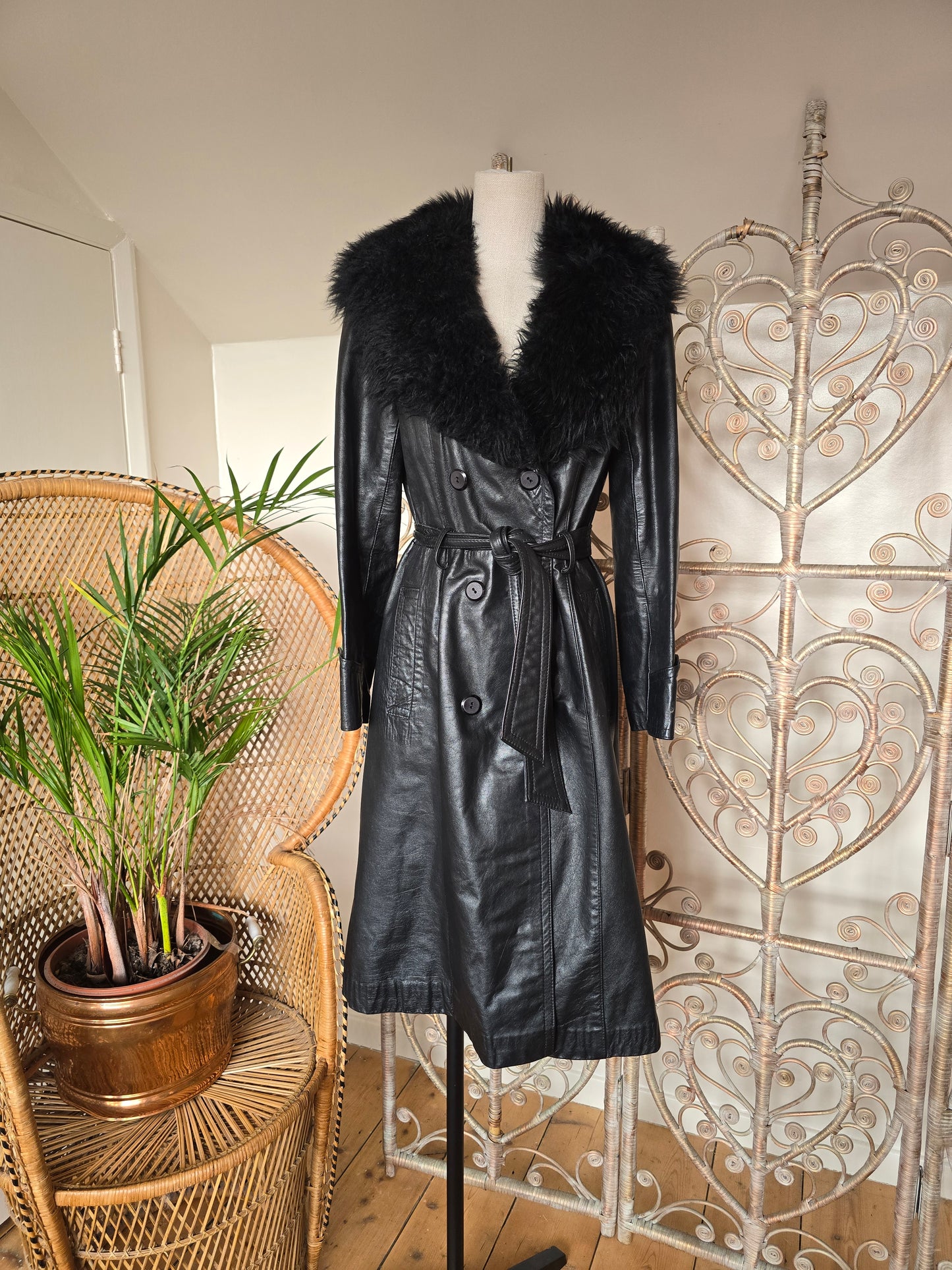Vintage leather 70s coat