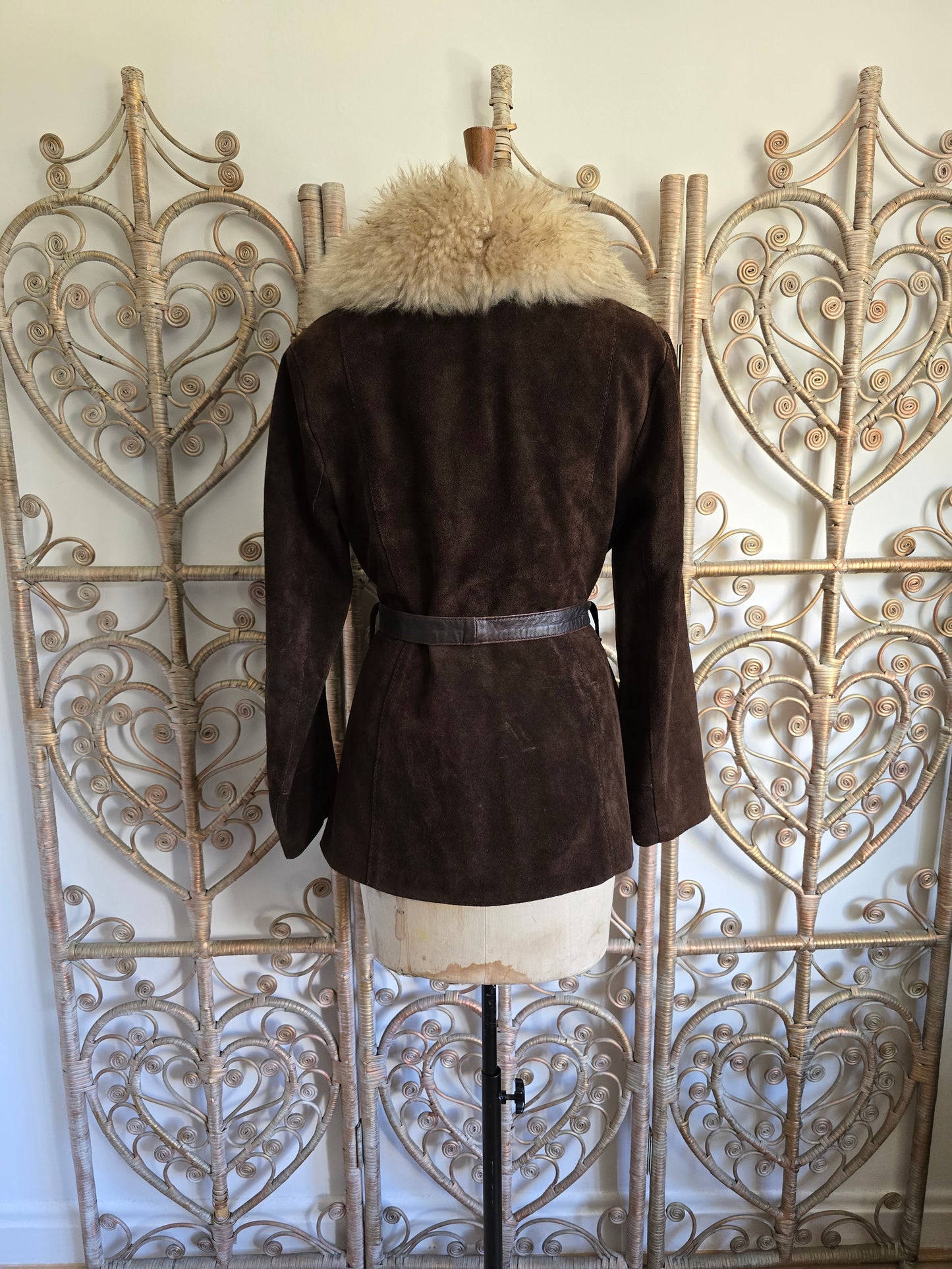 Vintage suede Sheepskin collar coat