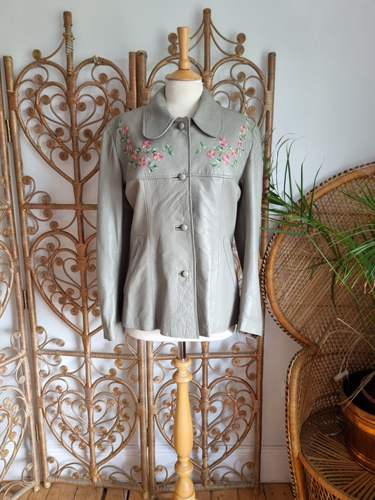 Vintage embroidered leather 60s jacket M 12/10