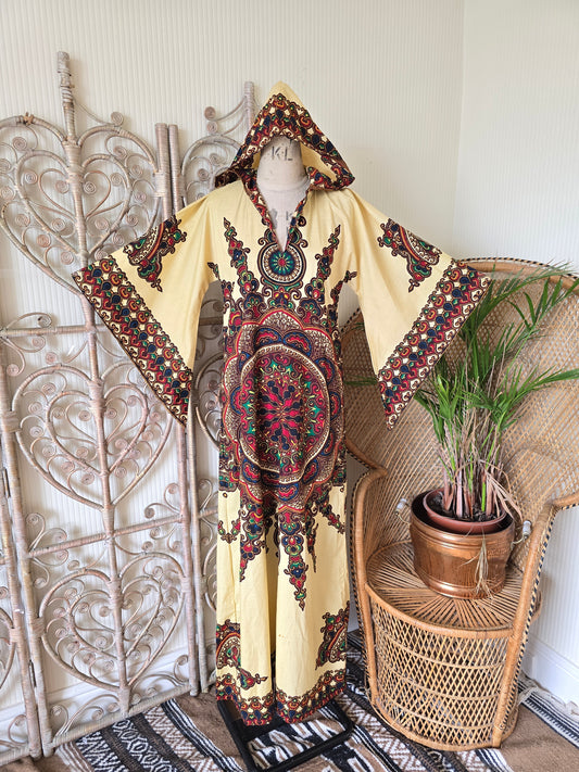 Vintage hooded dashiki dress