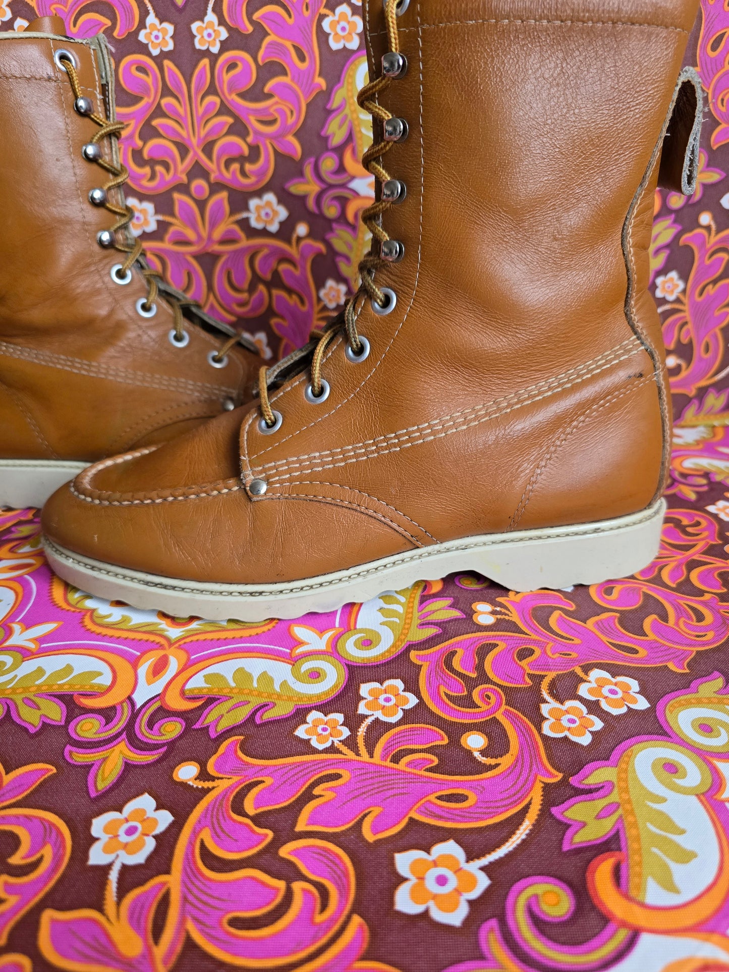 Vintage ankle lace leather boots size uk 6 Eur 39 us 8