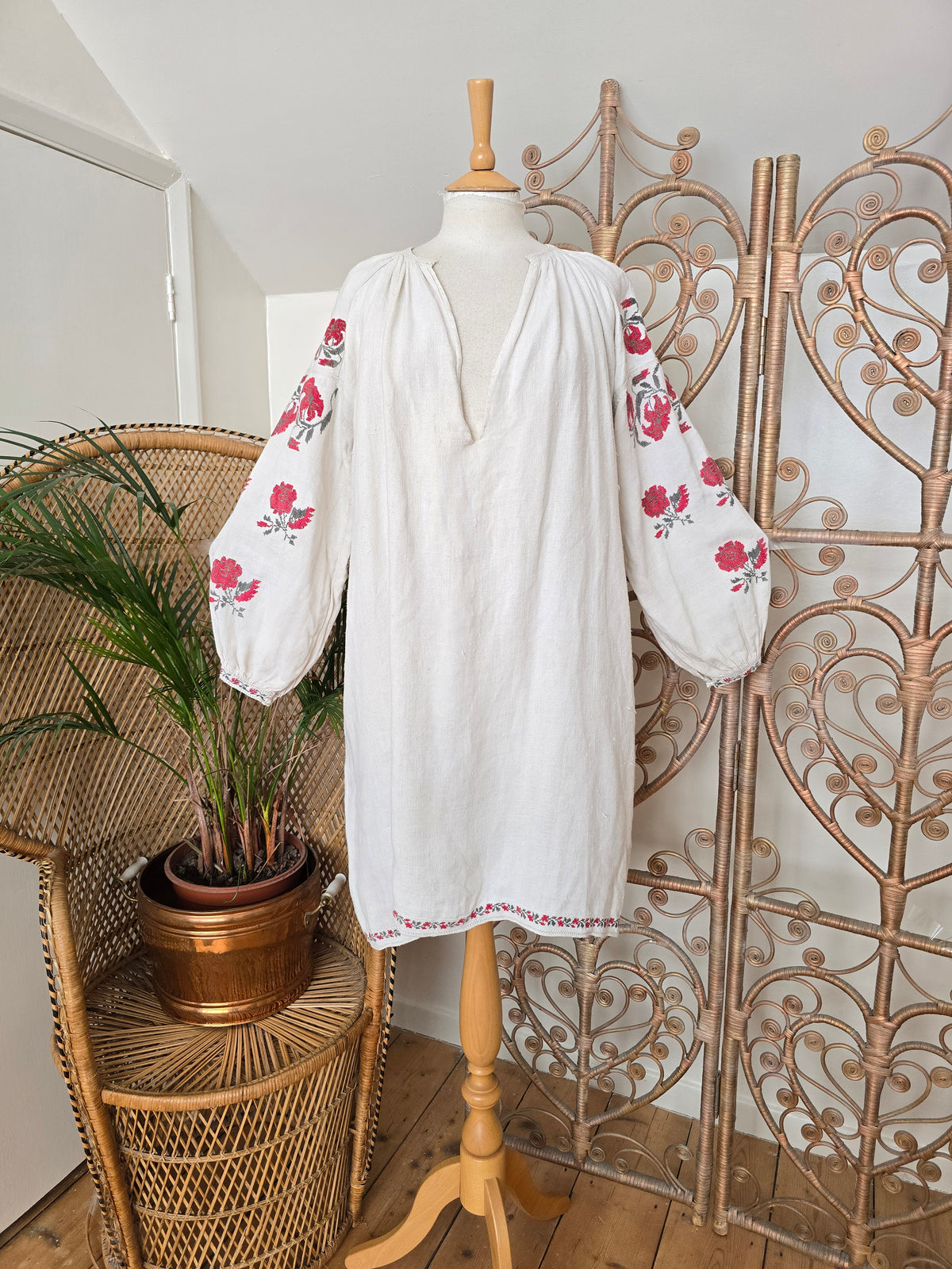 Antique Ukrainian embroidered dress