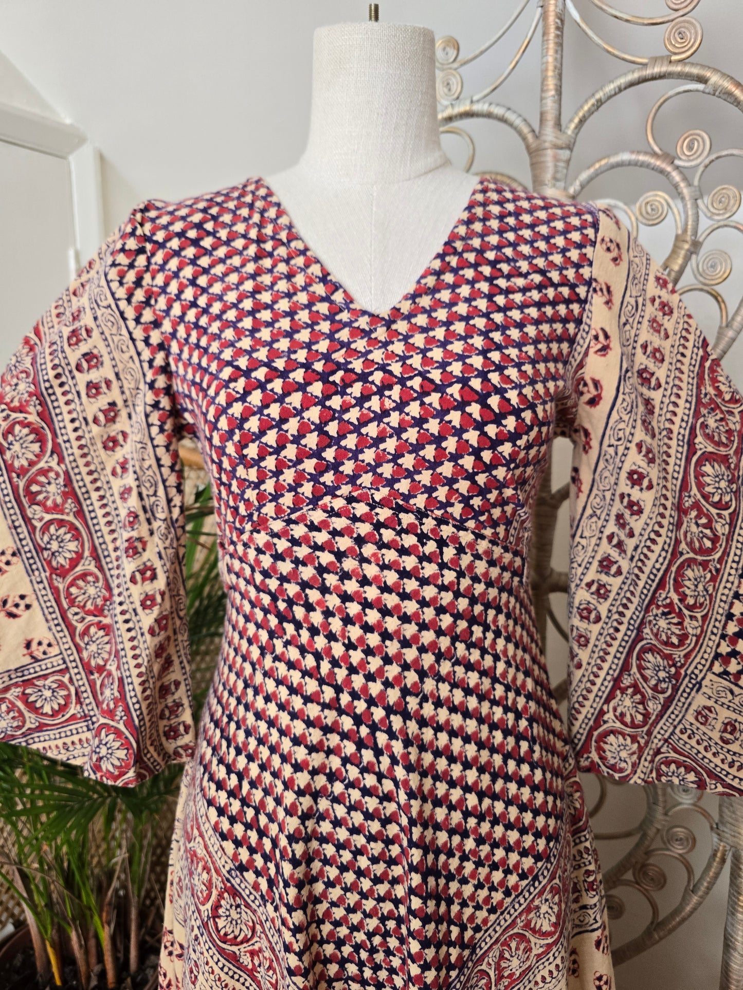 Vintage indian print 70s maxi dress