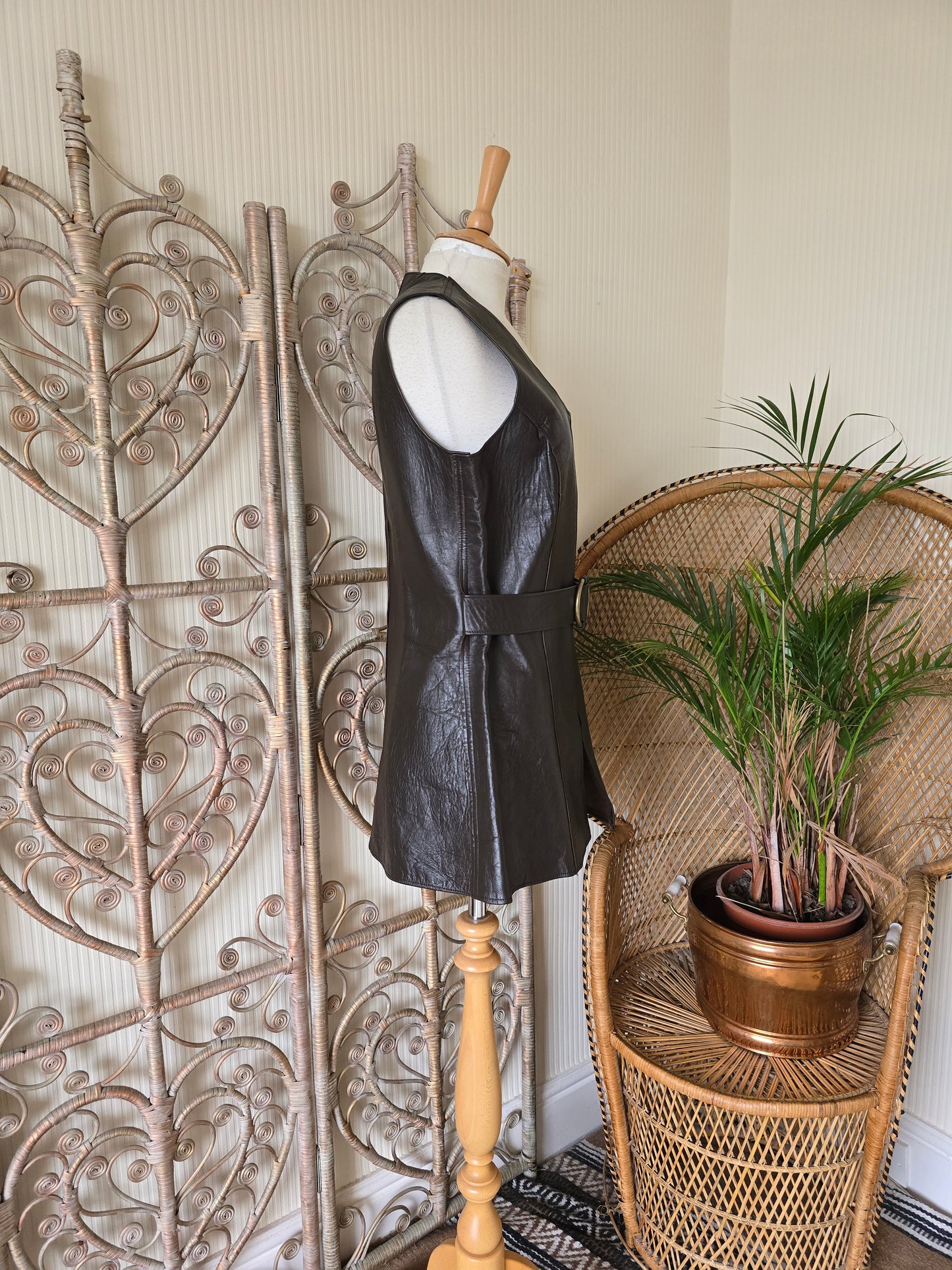 Reserved please dont buy  Vintage leather tunic waistcoat