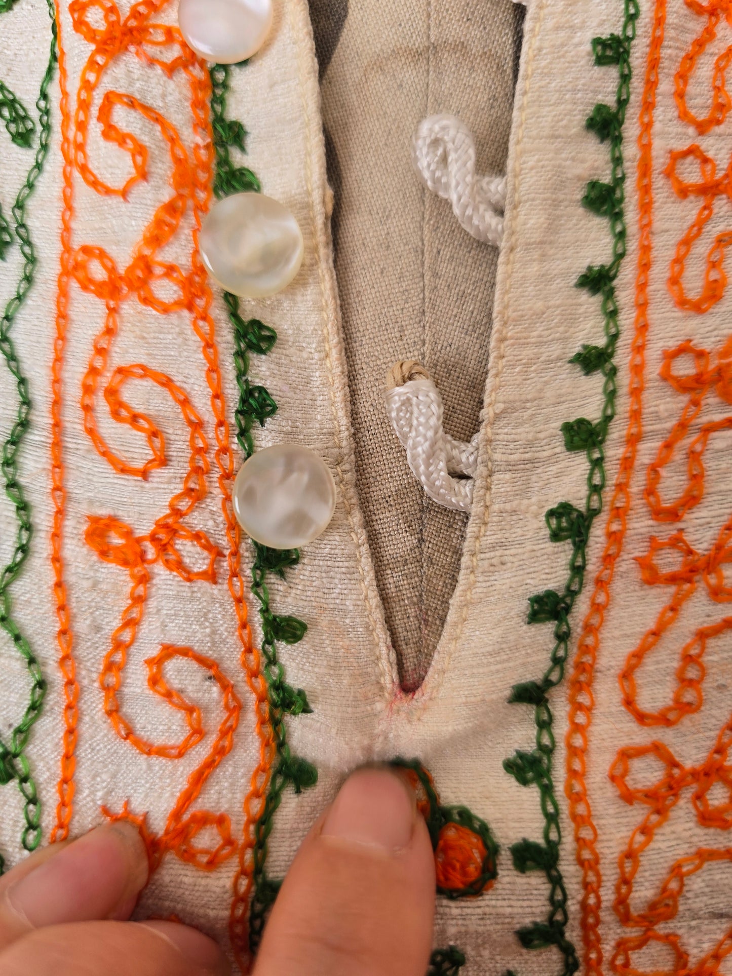 Vintage raw silk embroidered kaftan blouse