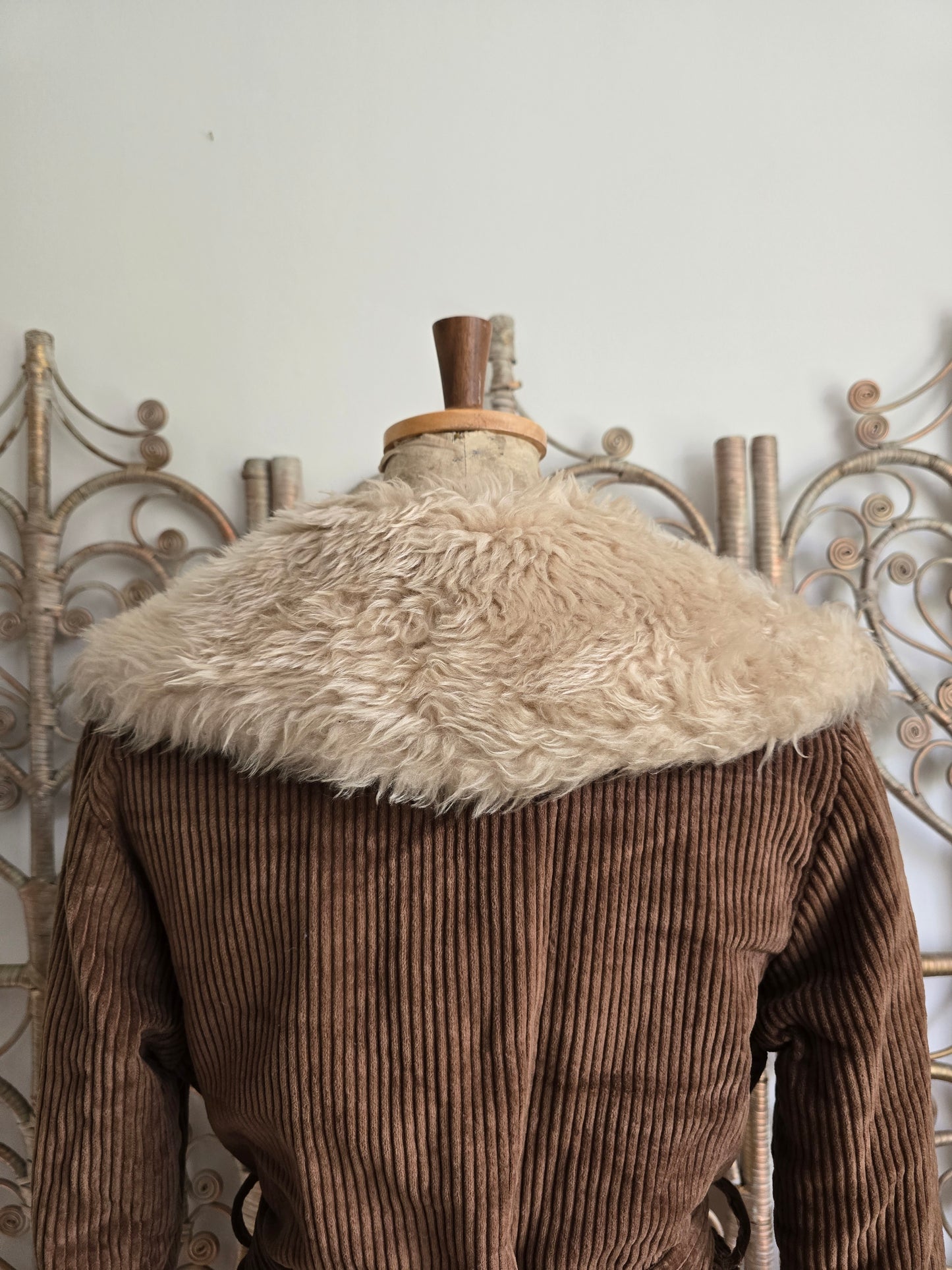 Vintage corduroy faux fur coat