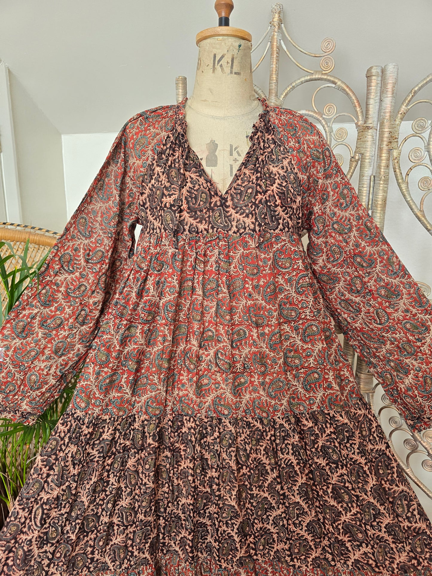 Vintage phool Indian cotton maxi dress S