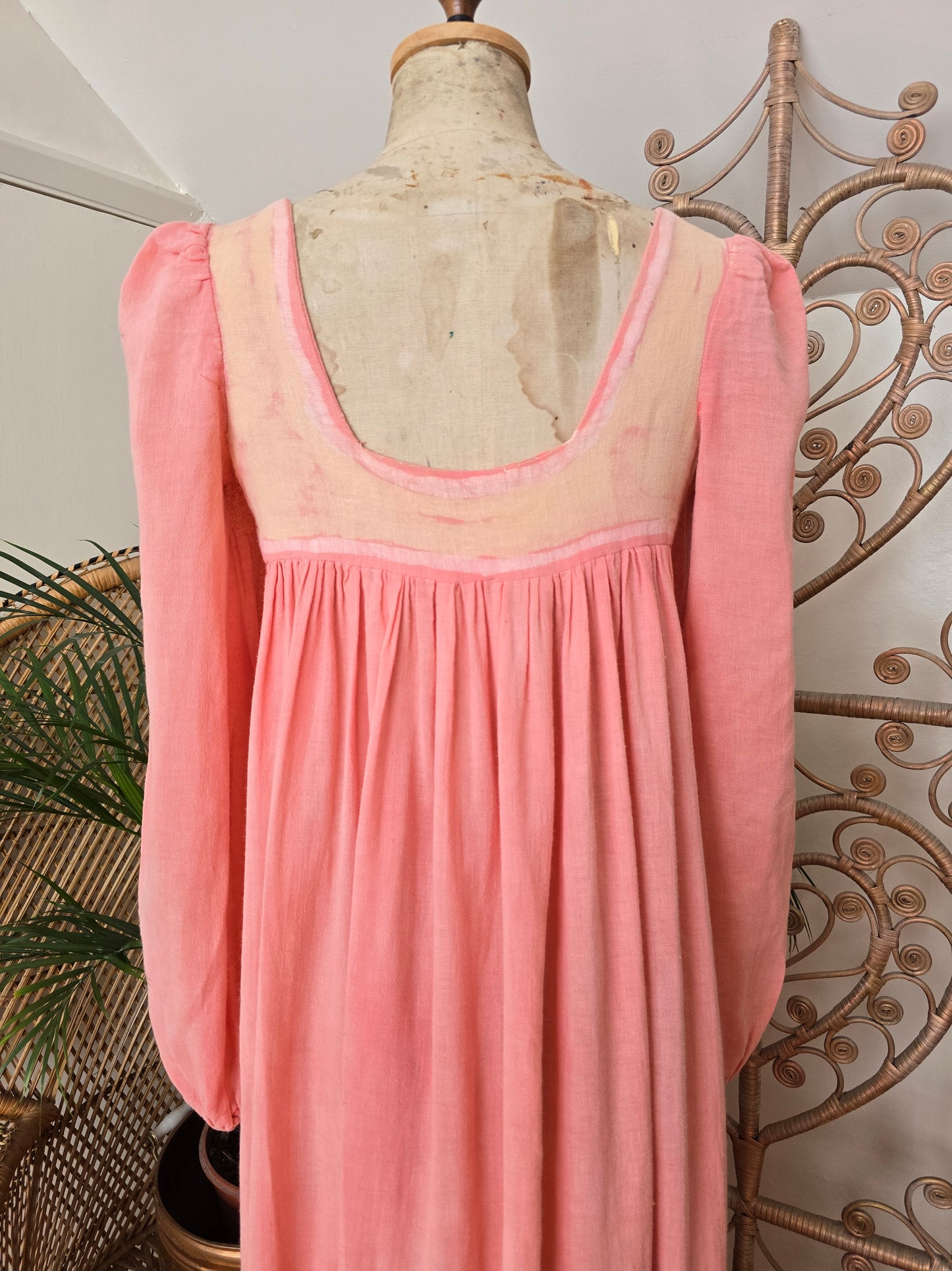 Vintage cotton smock maxi dress