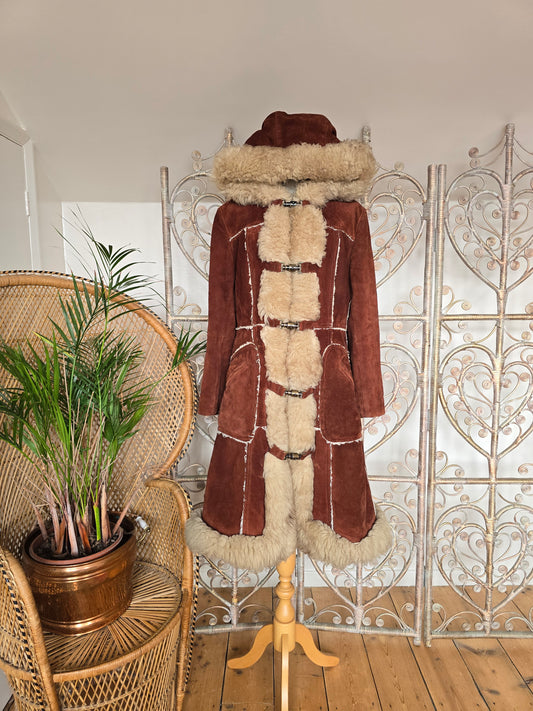 Vintage suede hooded coat