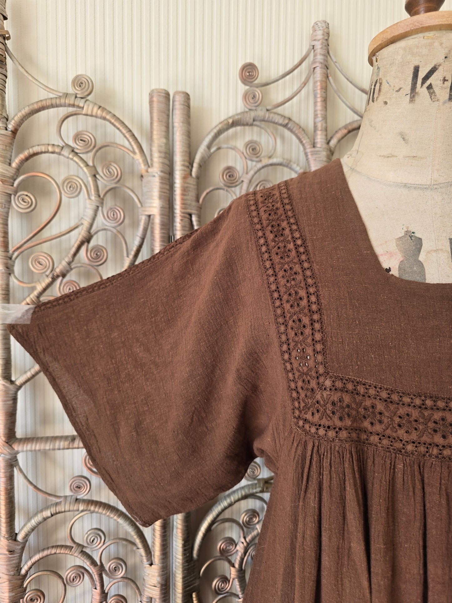 Vintage angel sleeves cheesecloth dress