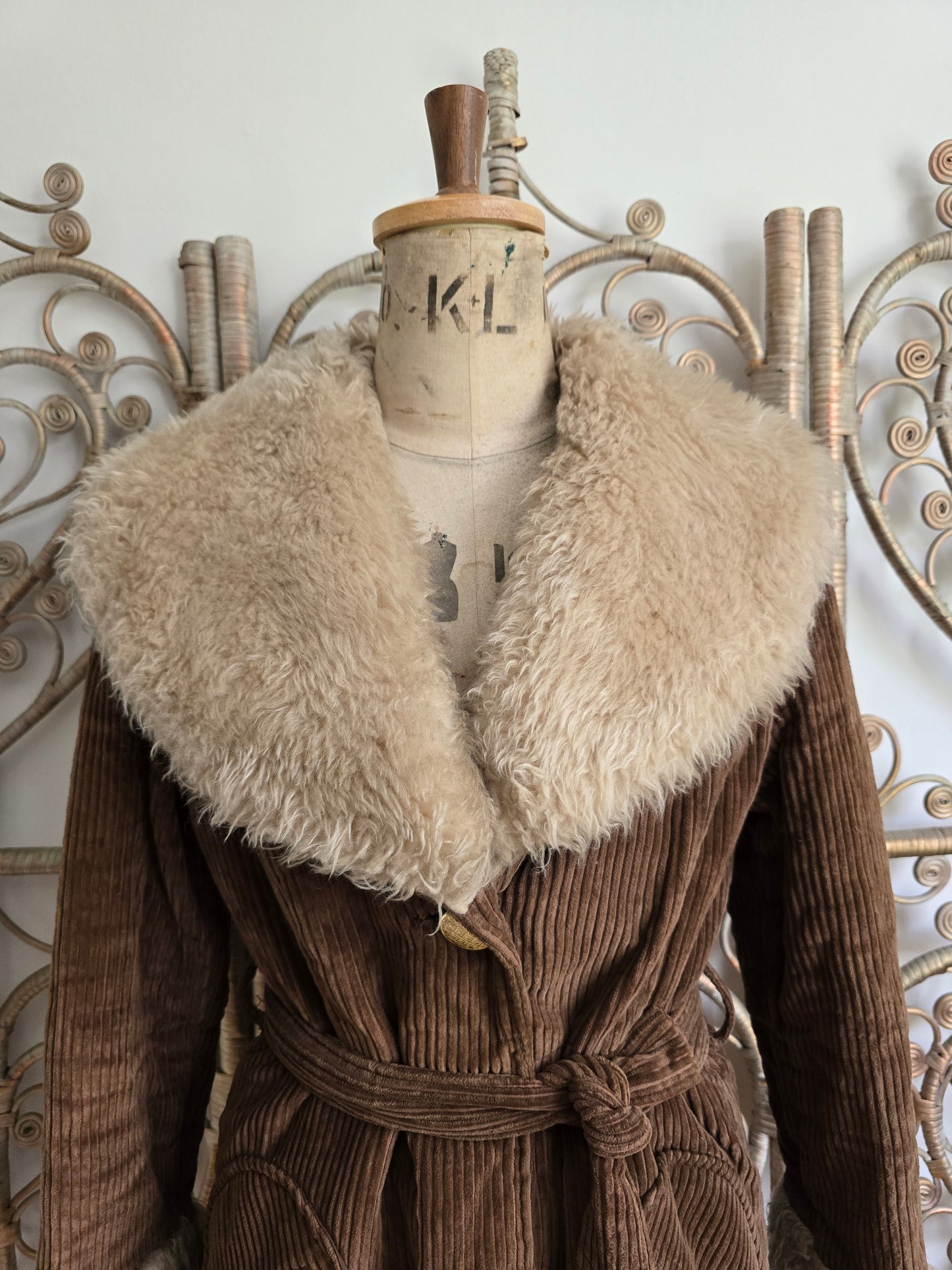 Vintage corduroy faux fur coat